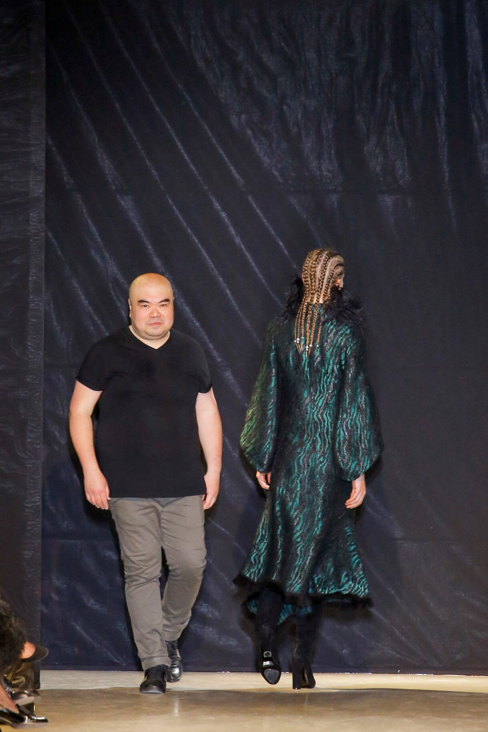 green silk relaxed midi dress