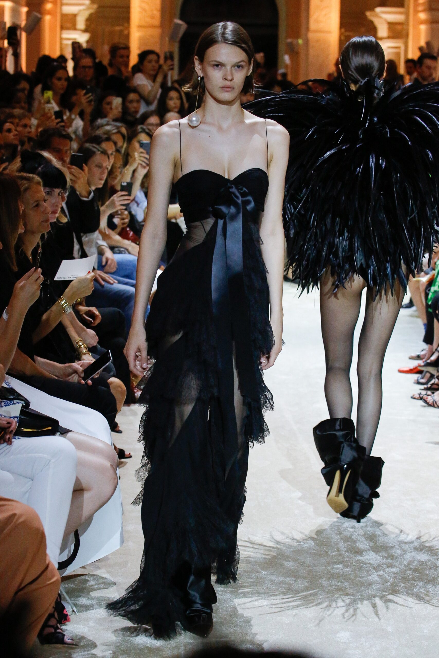 black sheer layered dress