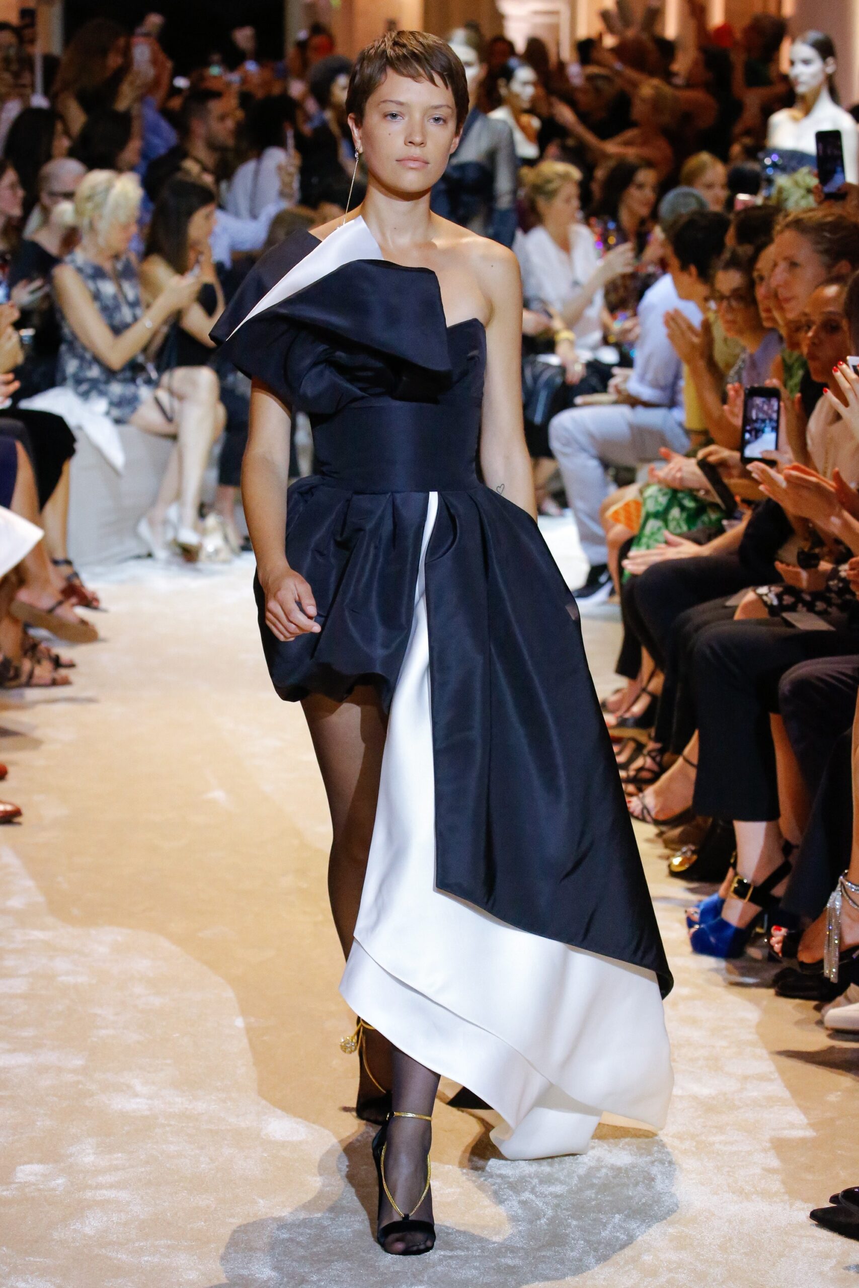 black and white asymmetric dress