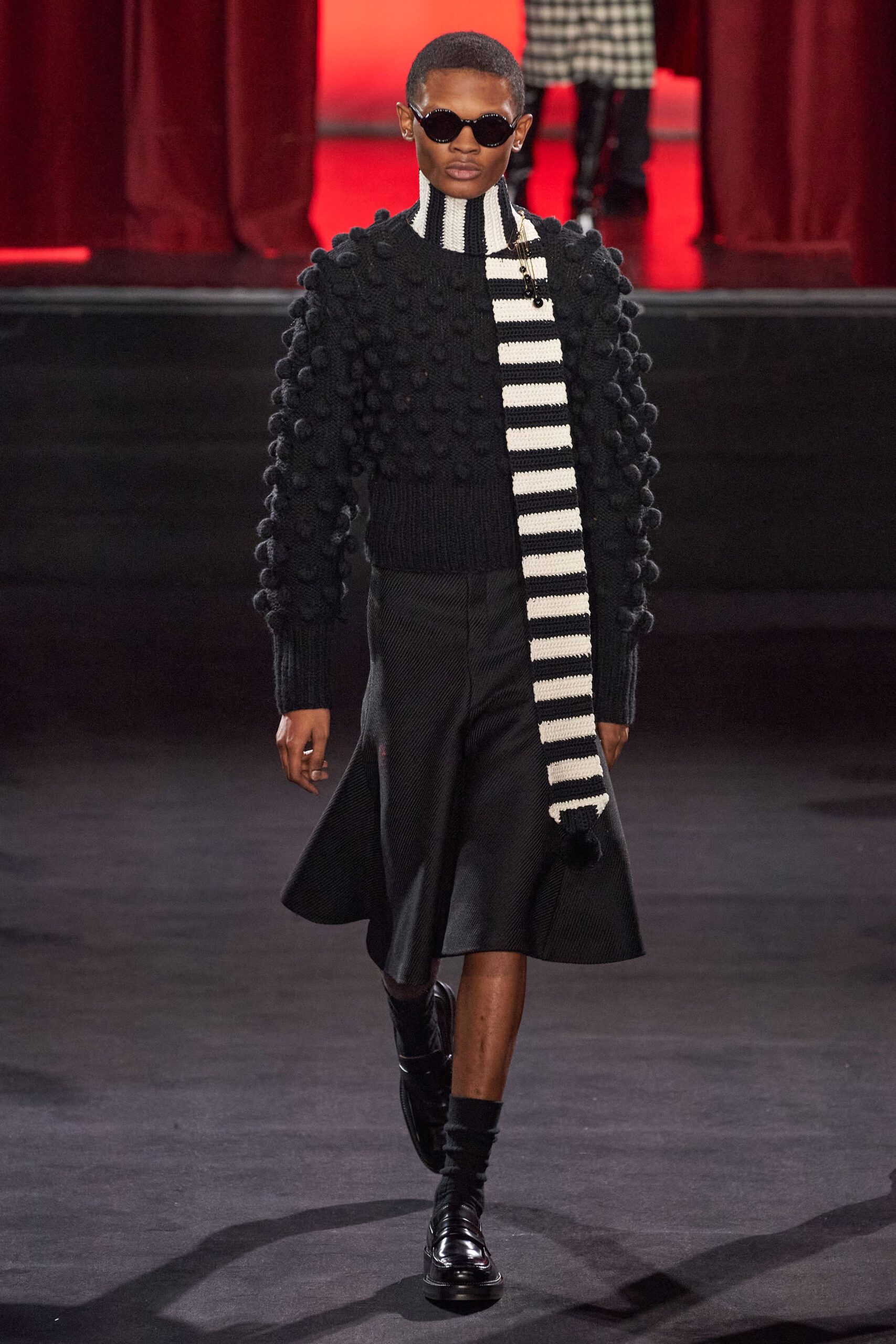 black wool fitted sweater and skirt
