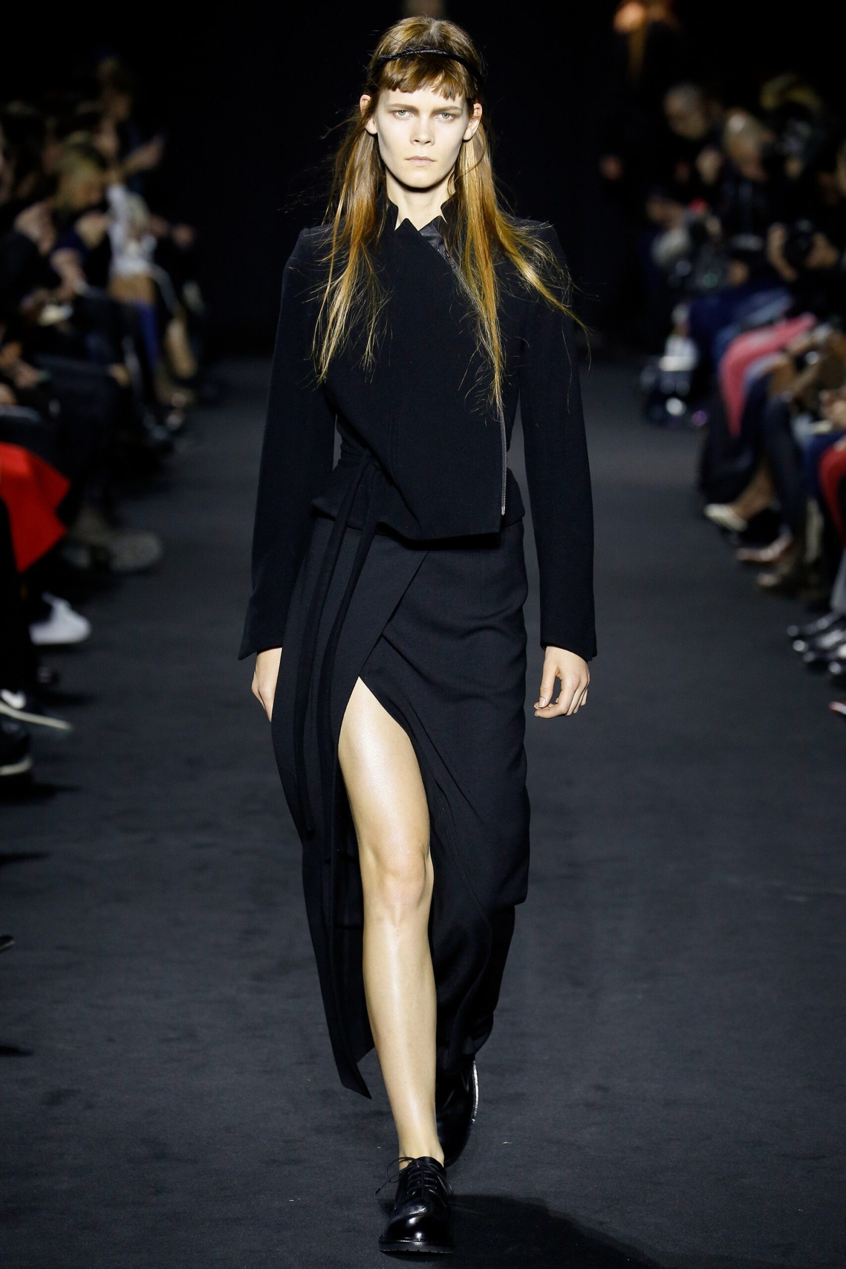 black fitted long-sleeve dress