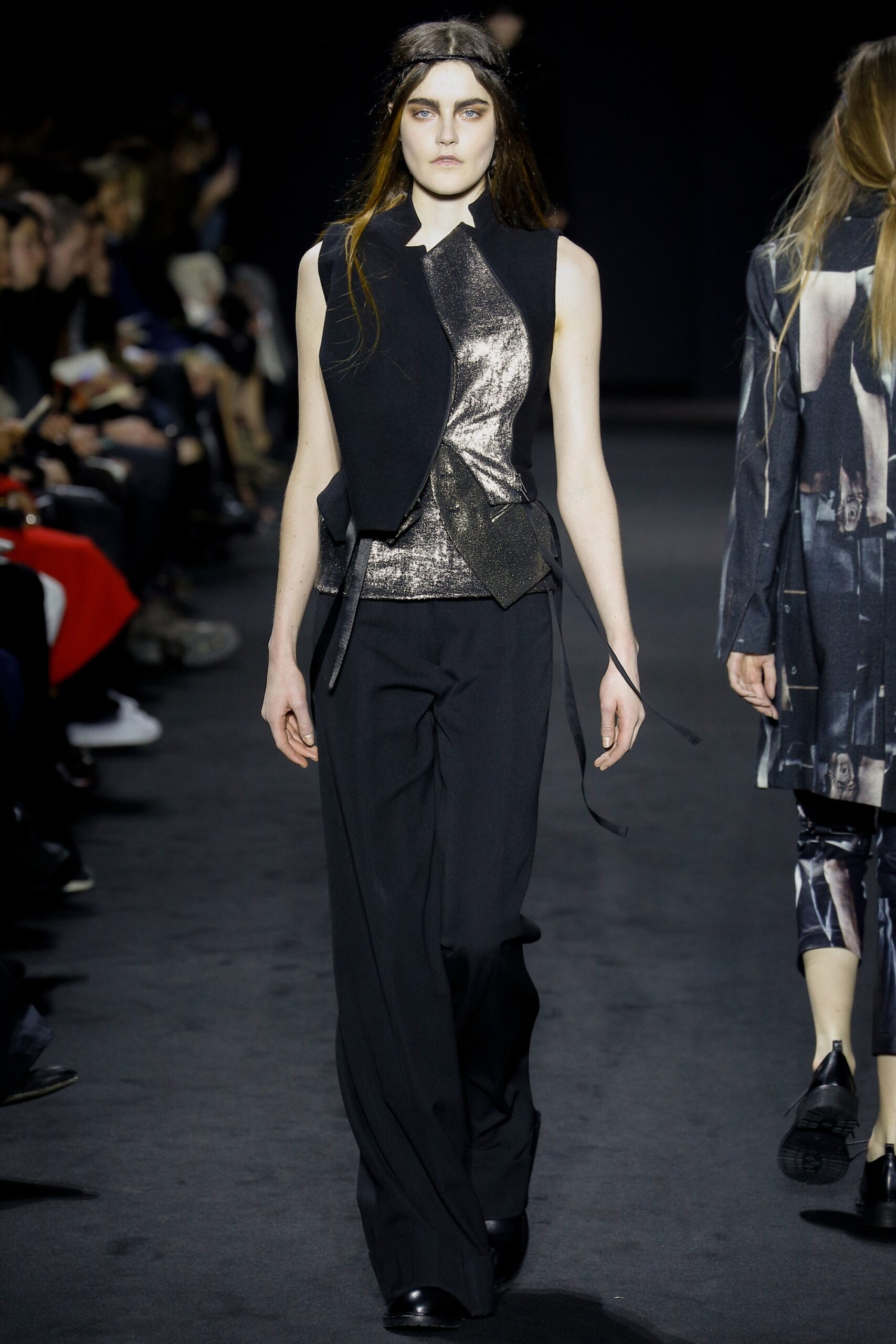 black silk sleeveless v-neck fitted vest