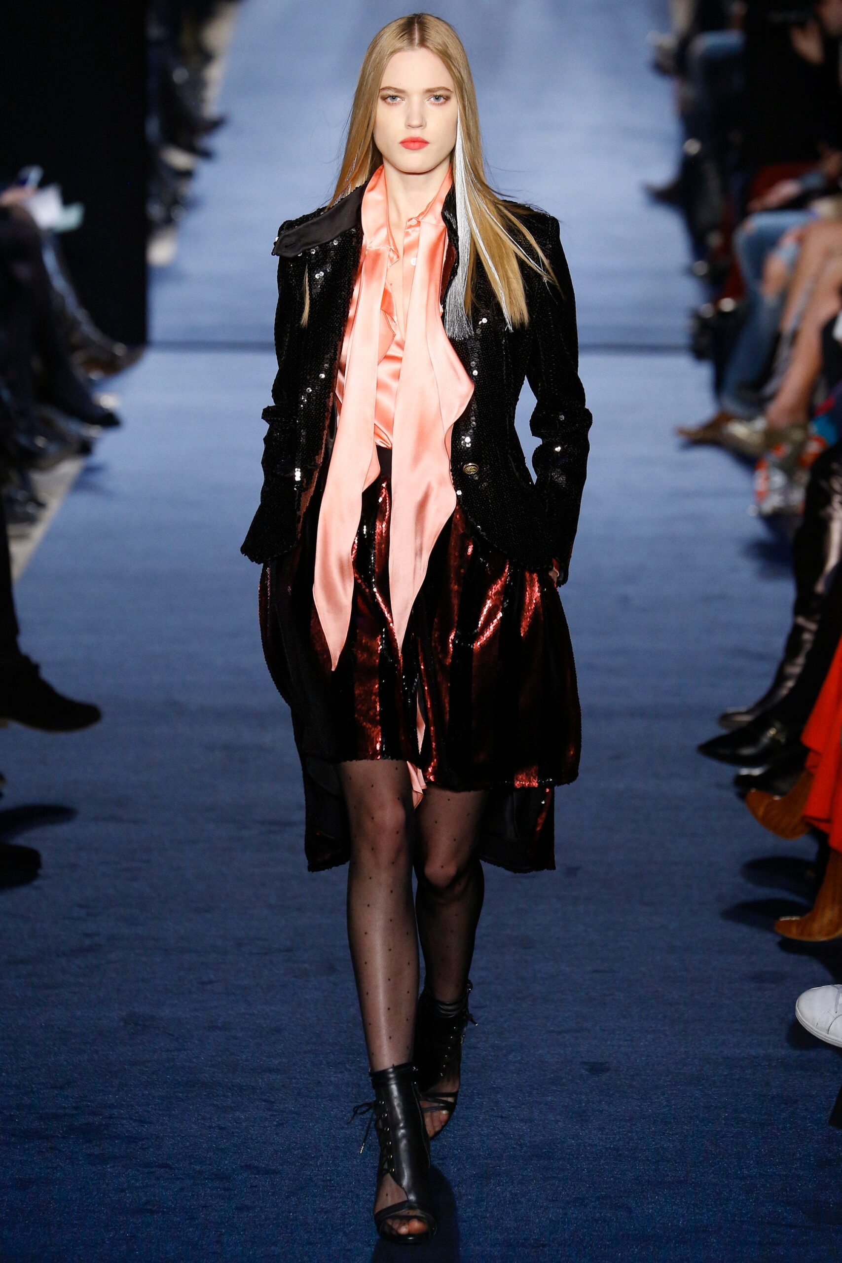 black velvet long-sleeve collared fitted zippered shiny jacket