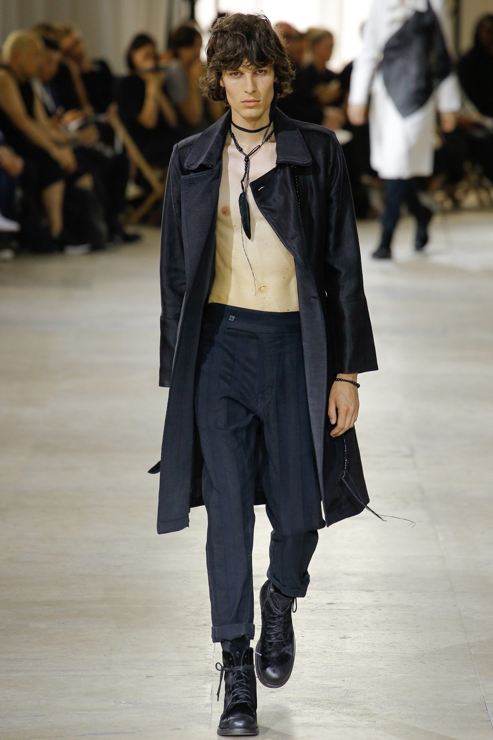 black cotton slim pleated pants