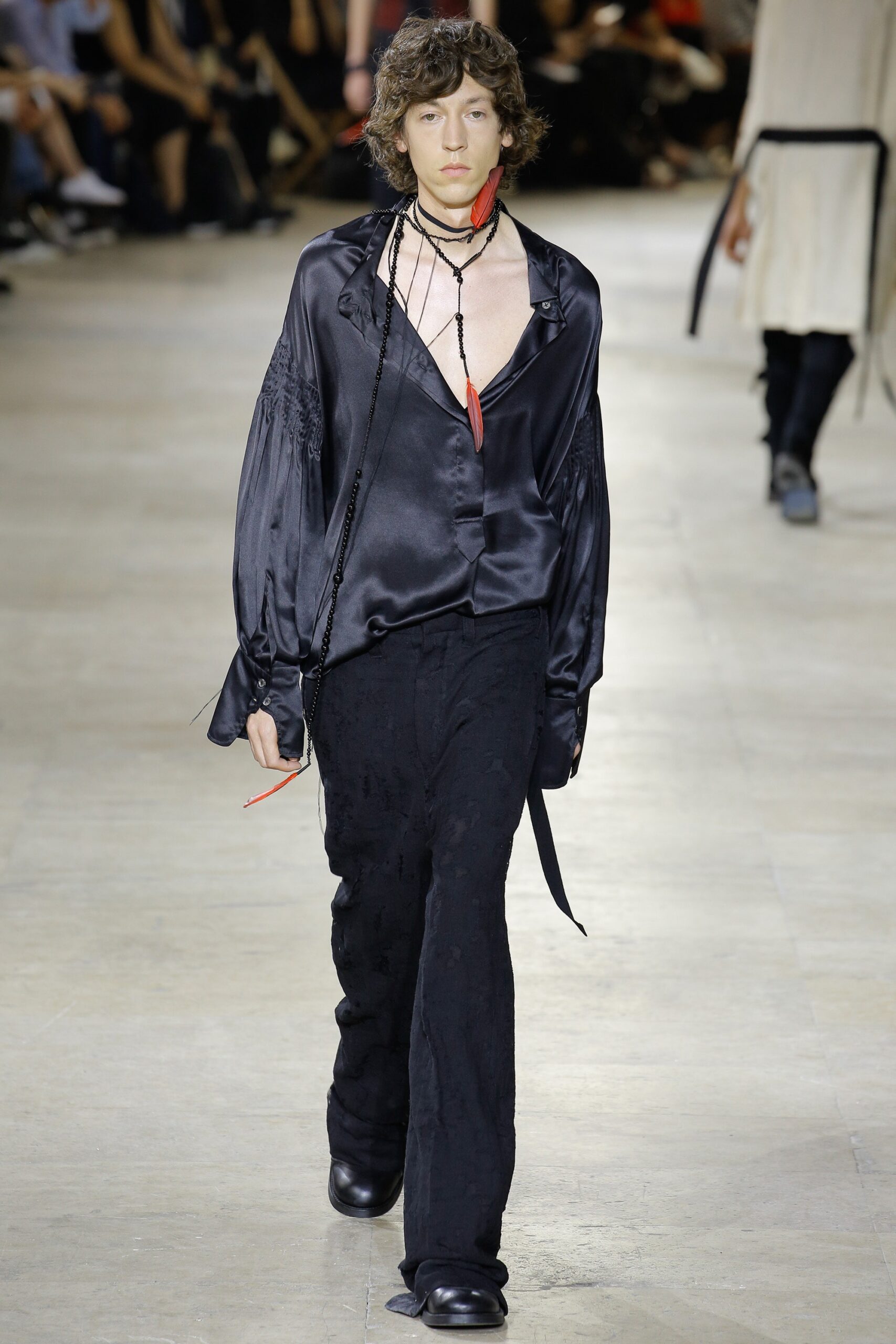 black silk shirt and pants