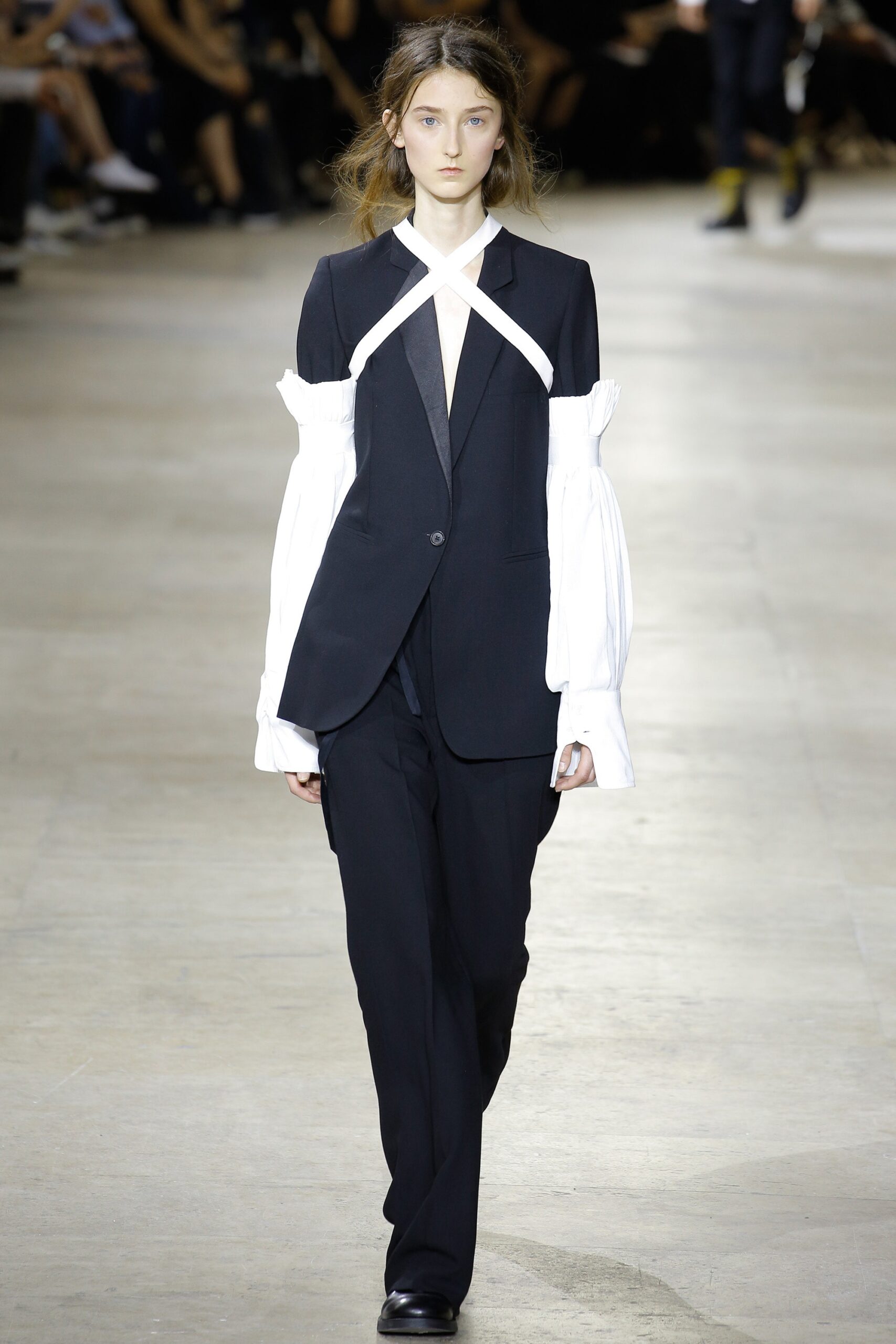 black tailored blazer with white shirt