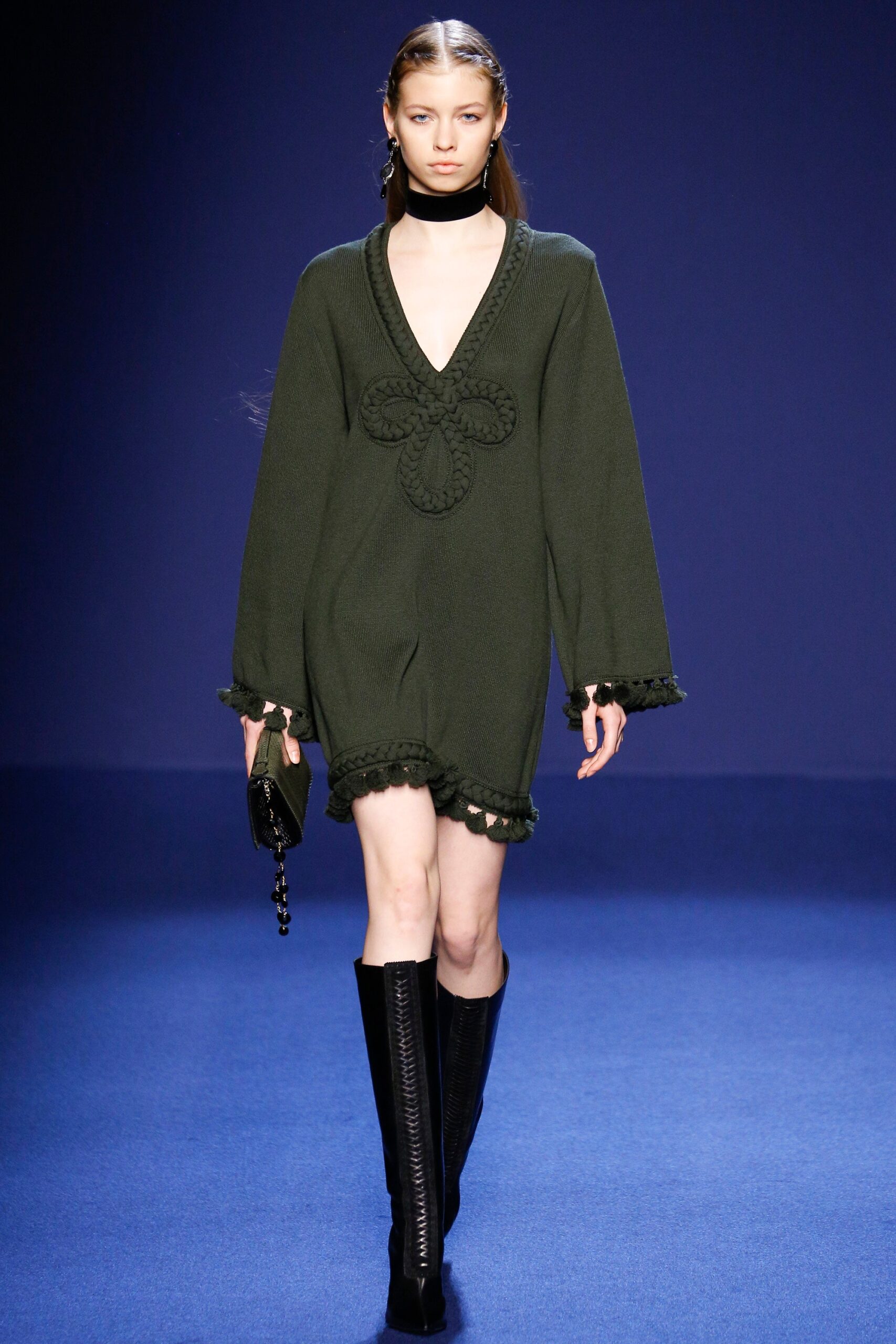 green relaxed wool dress