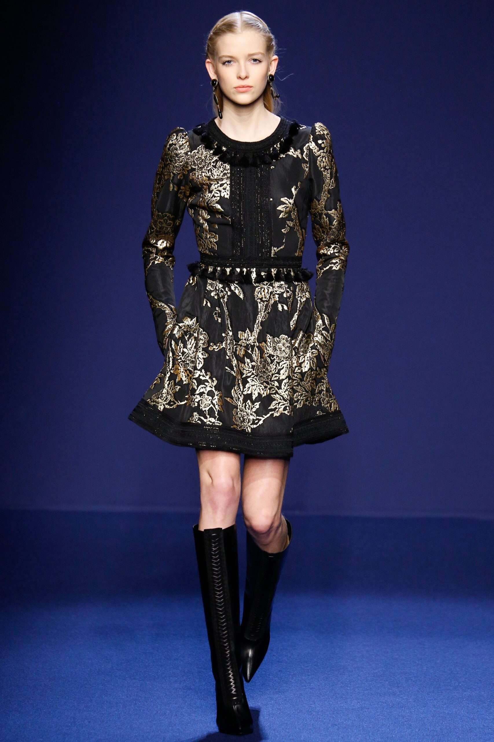 black embroidered mini dress