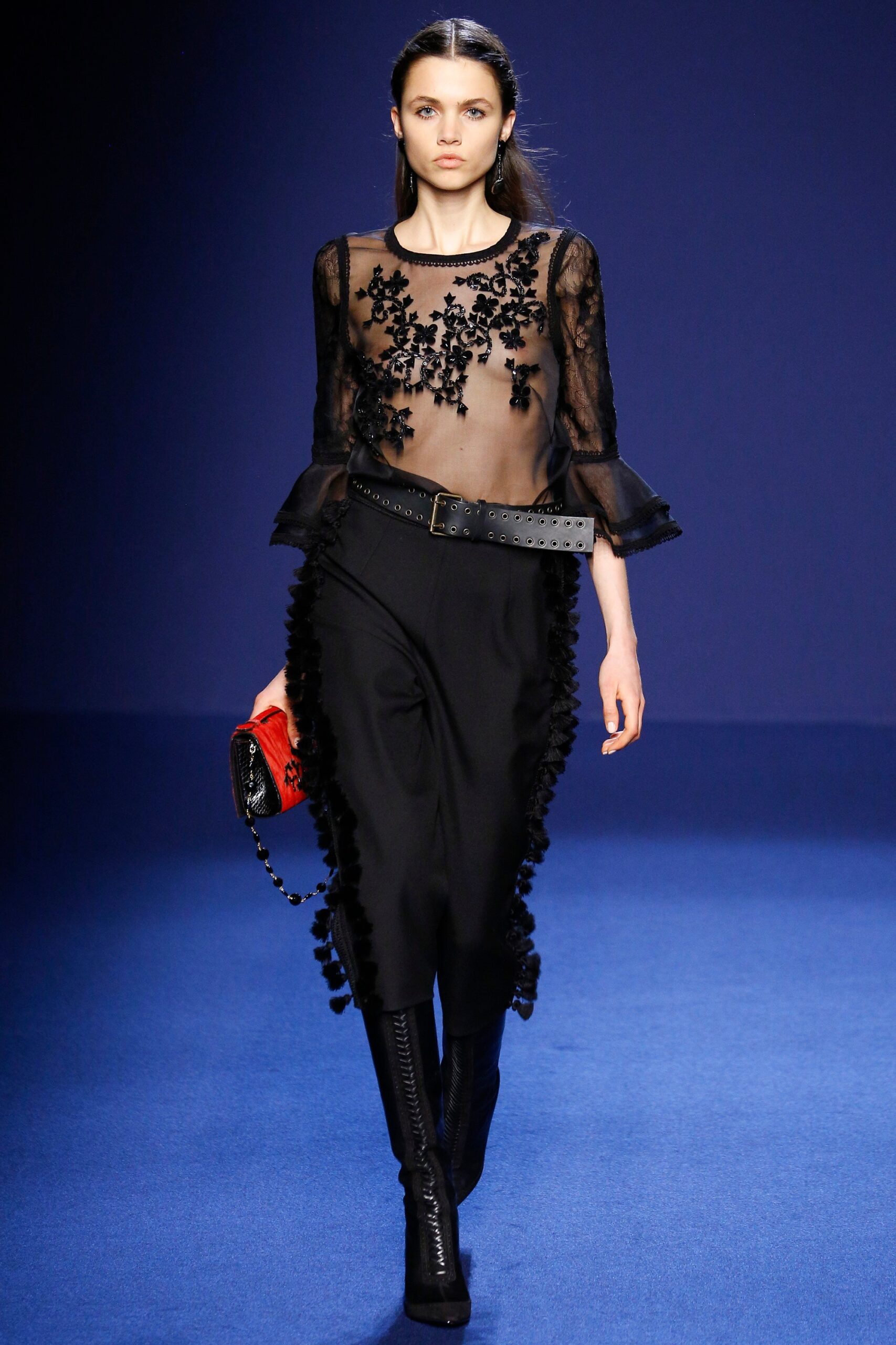 black silk blouse with embroidered details
