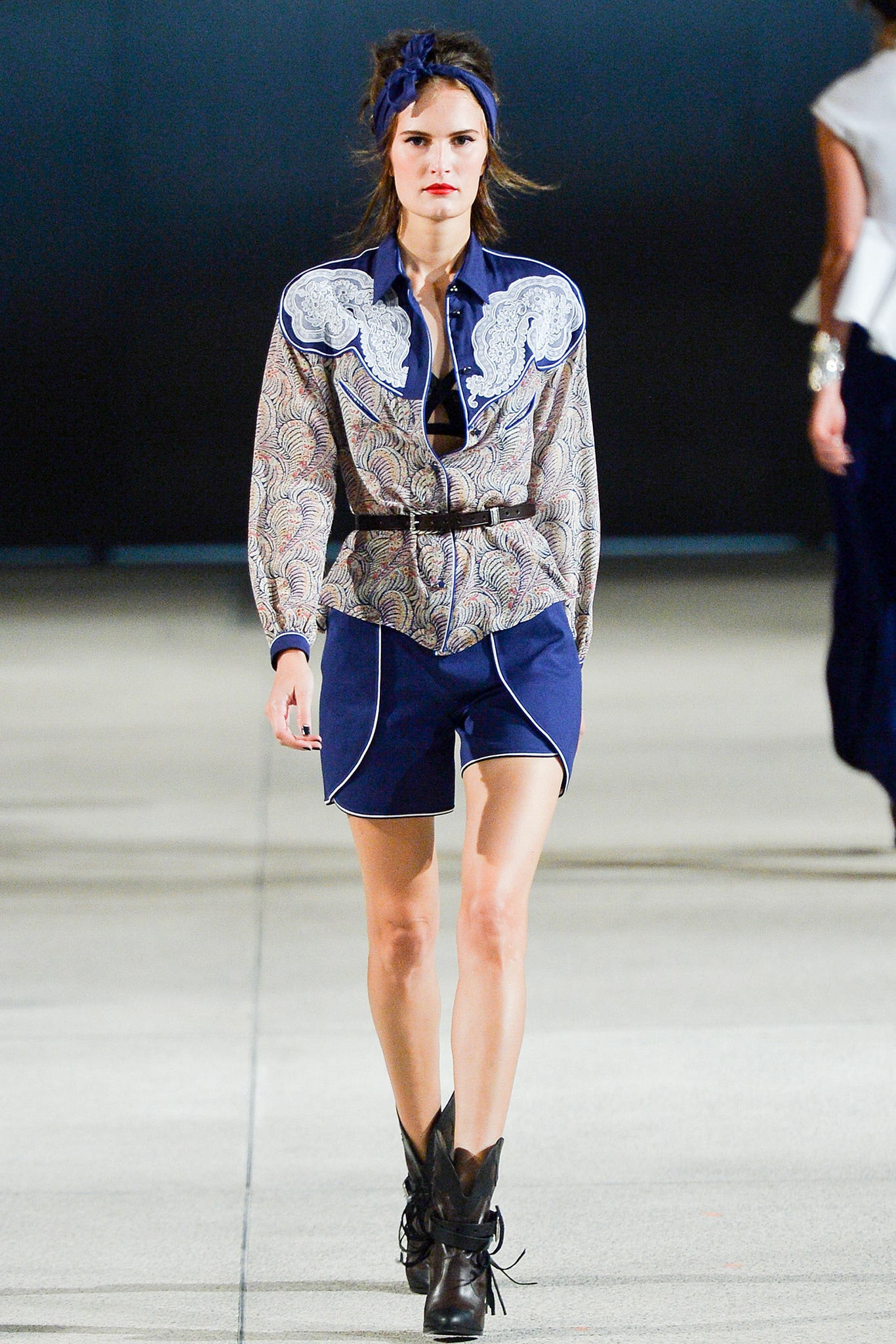 fitted blue shirt and shorts