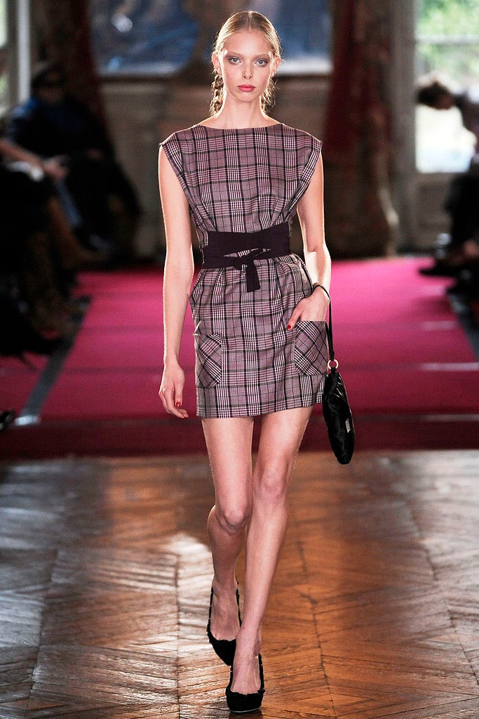 fitted checked mini dress