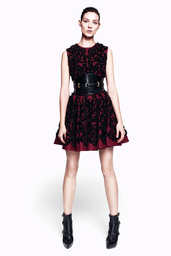 black and red embroidered mini dress