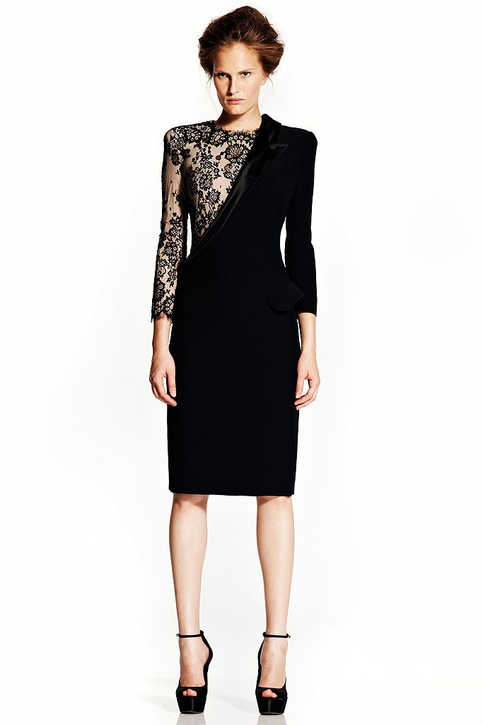 black silk embroidered dress