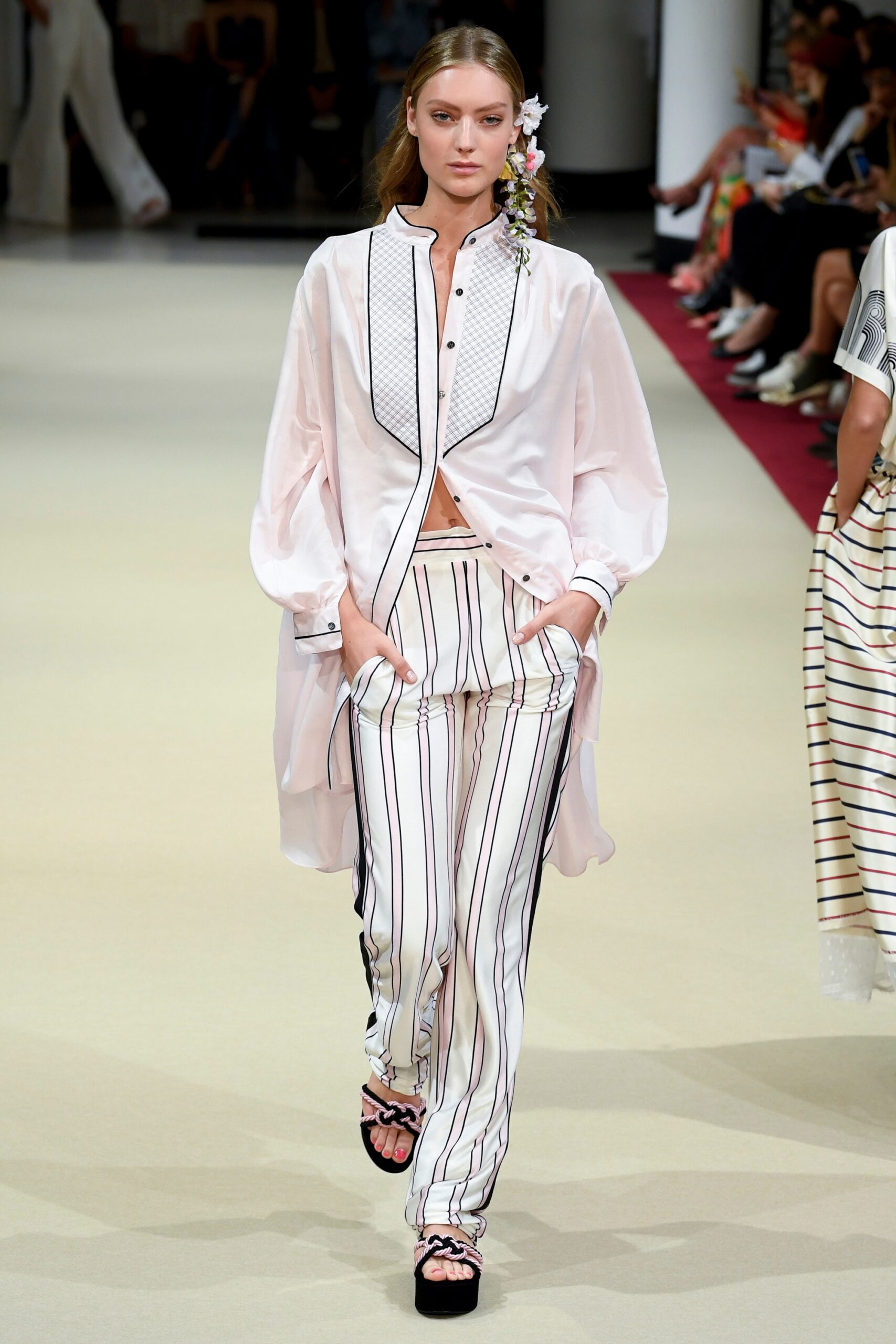 pink silk relaxed shirt and pants