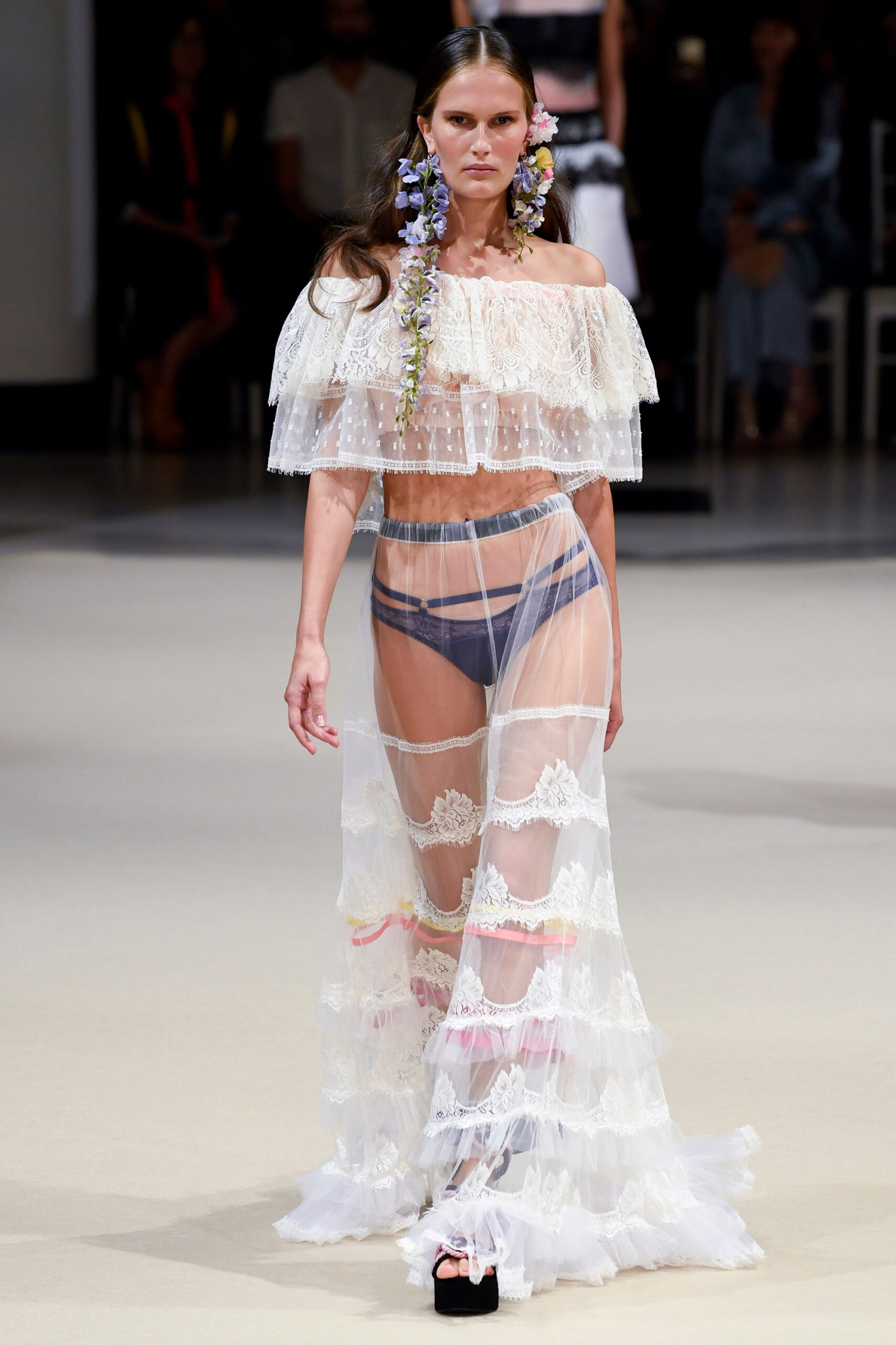 white lace off-shoulder dress