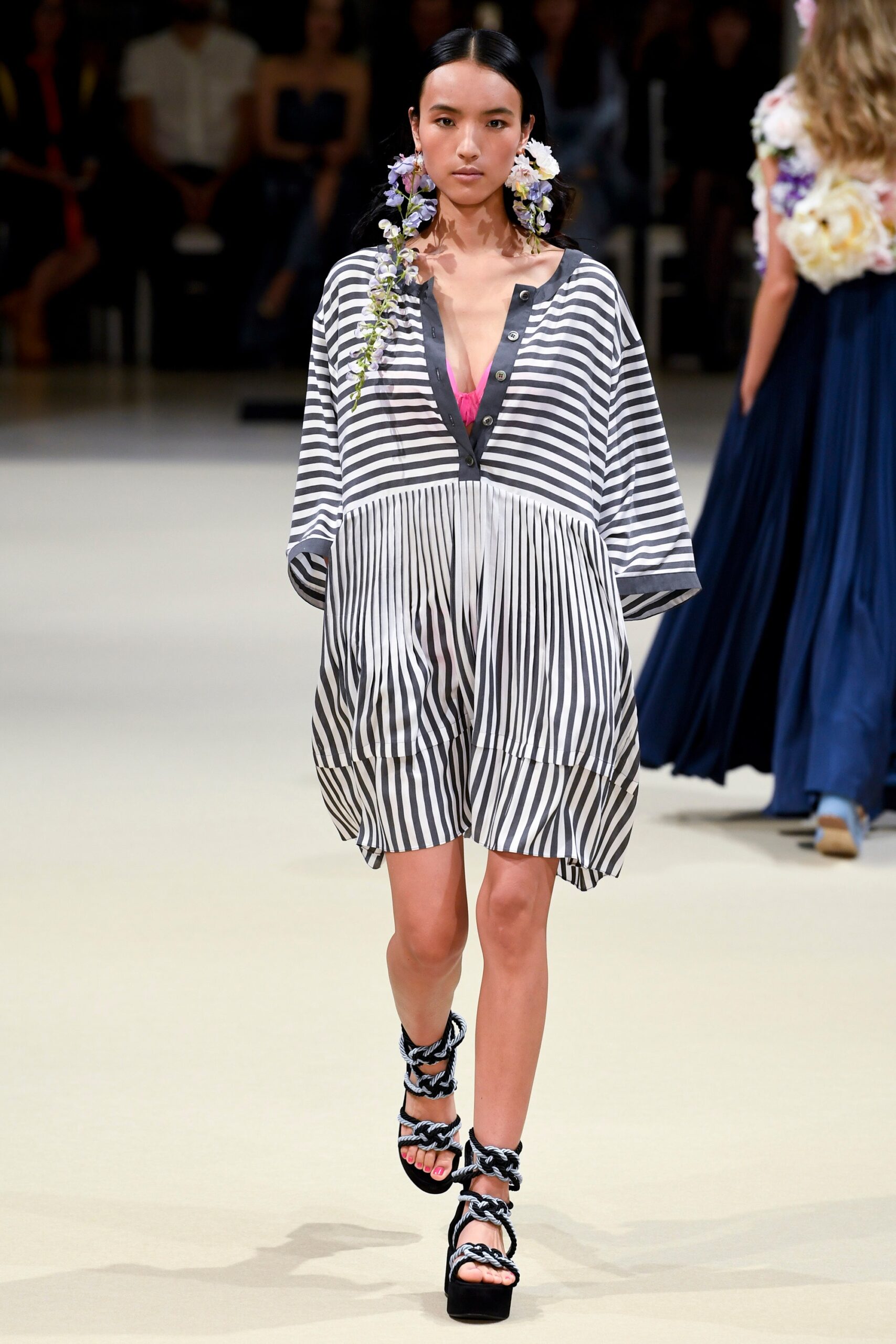 striped relaxed collared dress