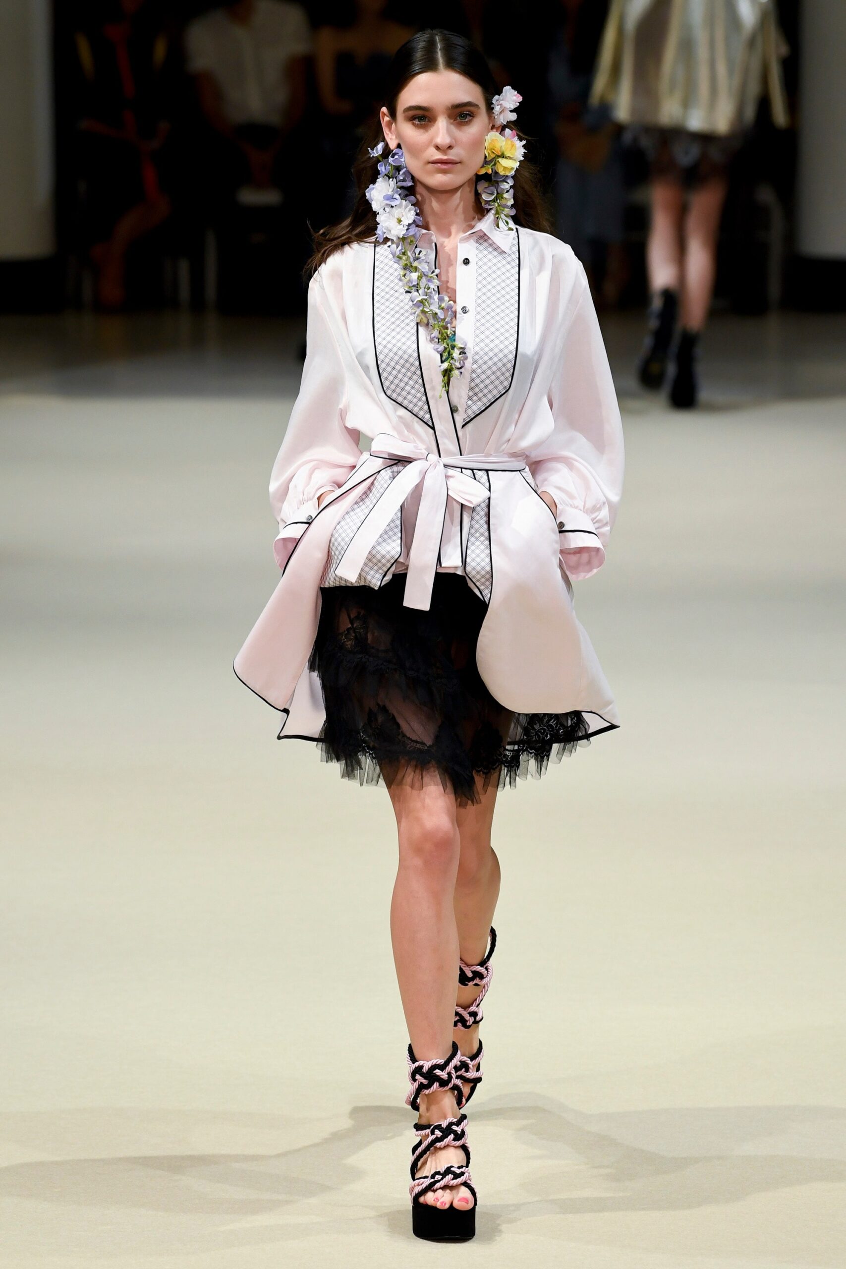 pink and black mini dress