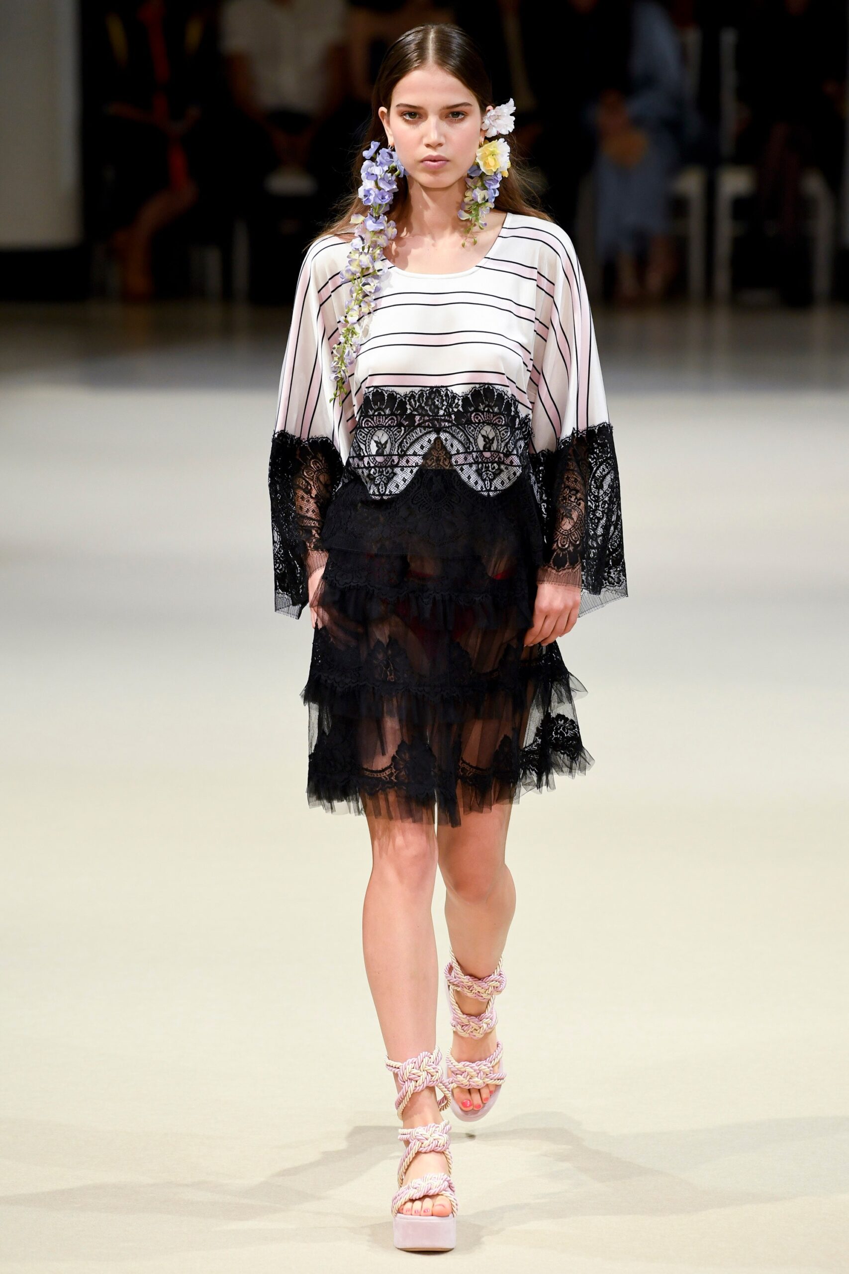 black and white layered ruffled dress