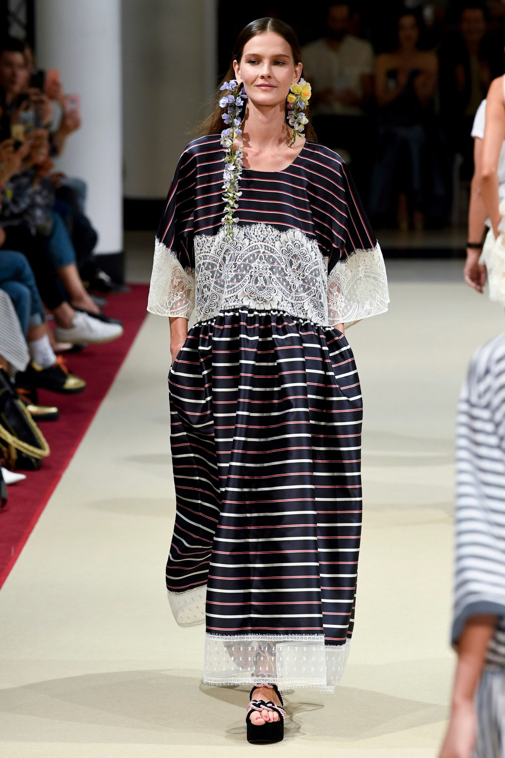 striped maxi dress with pockets