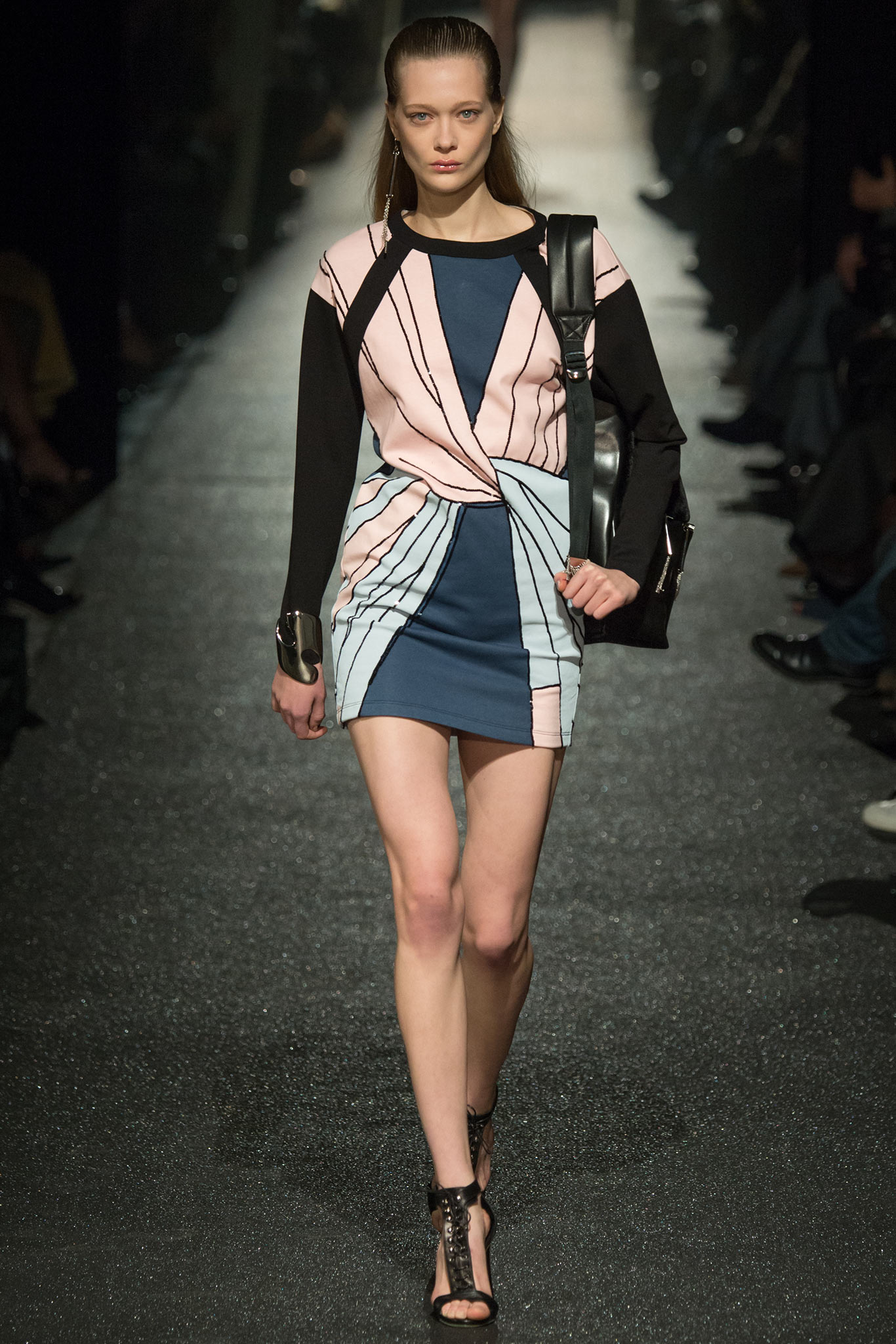 fitted color-blocked mini dress