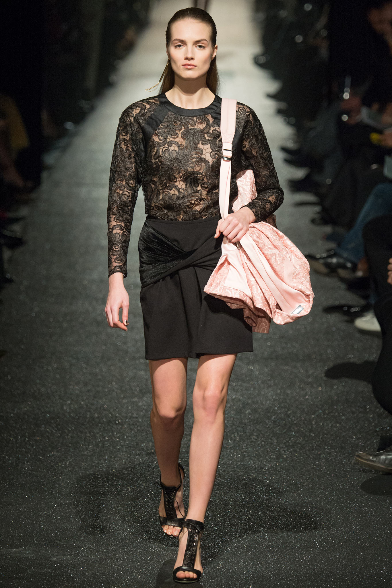 black lace top and mini skirt