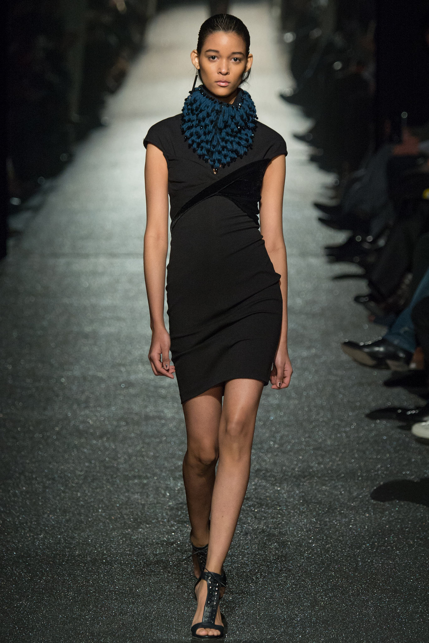 blue relaxed textured scarf