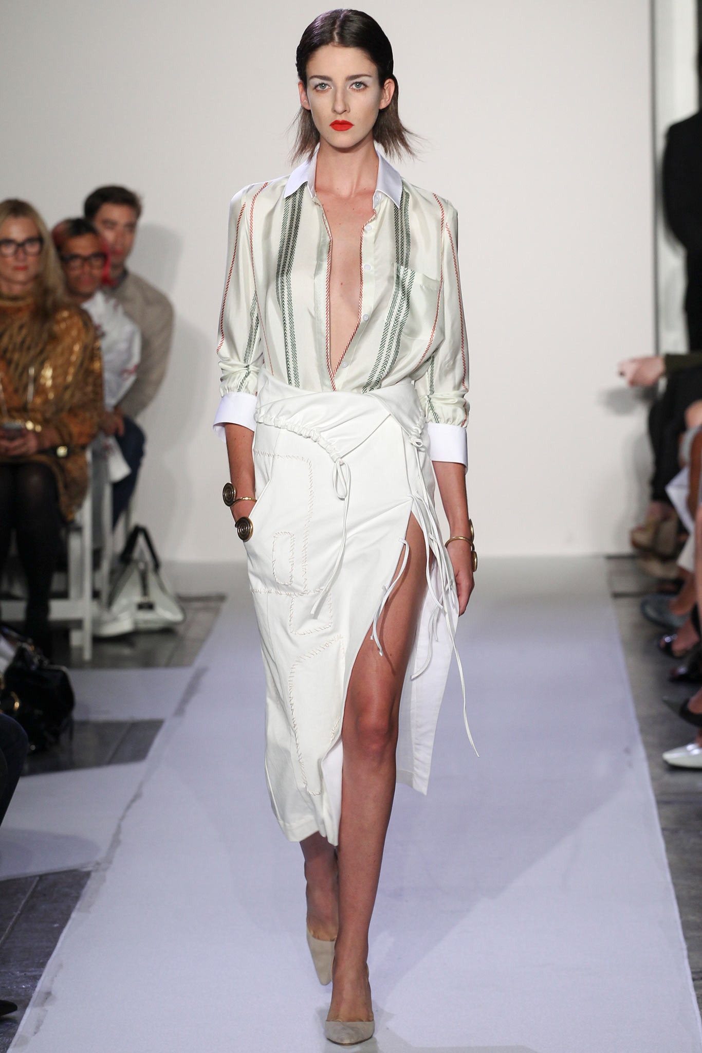 white fitted shirt-dress