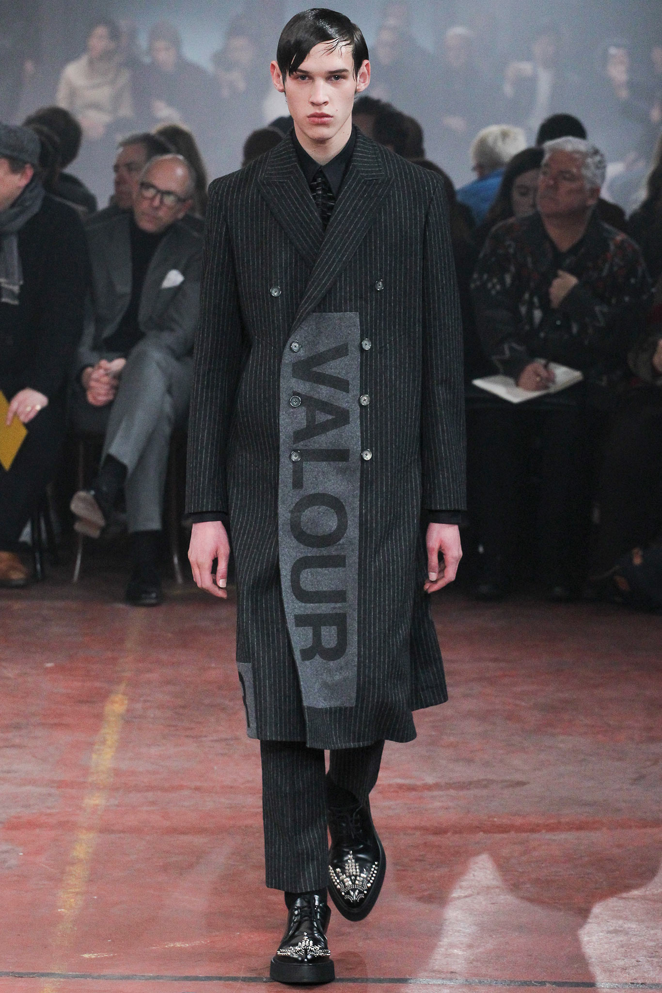 black gray wool coat with pants