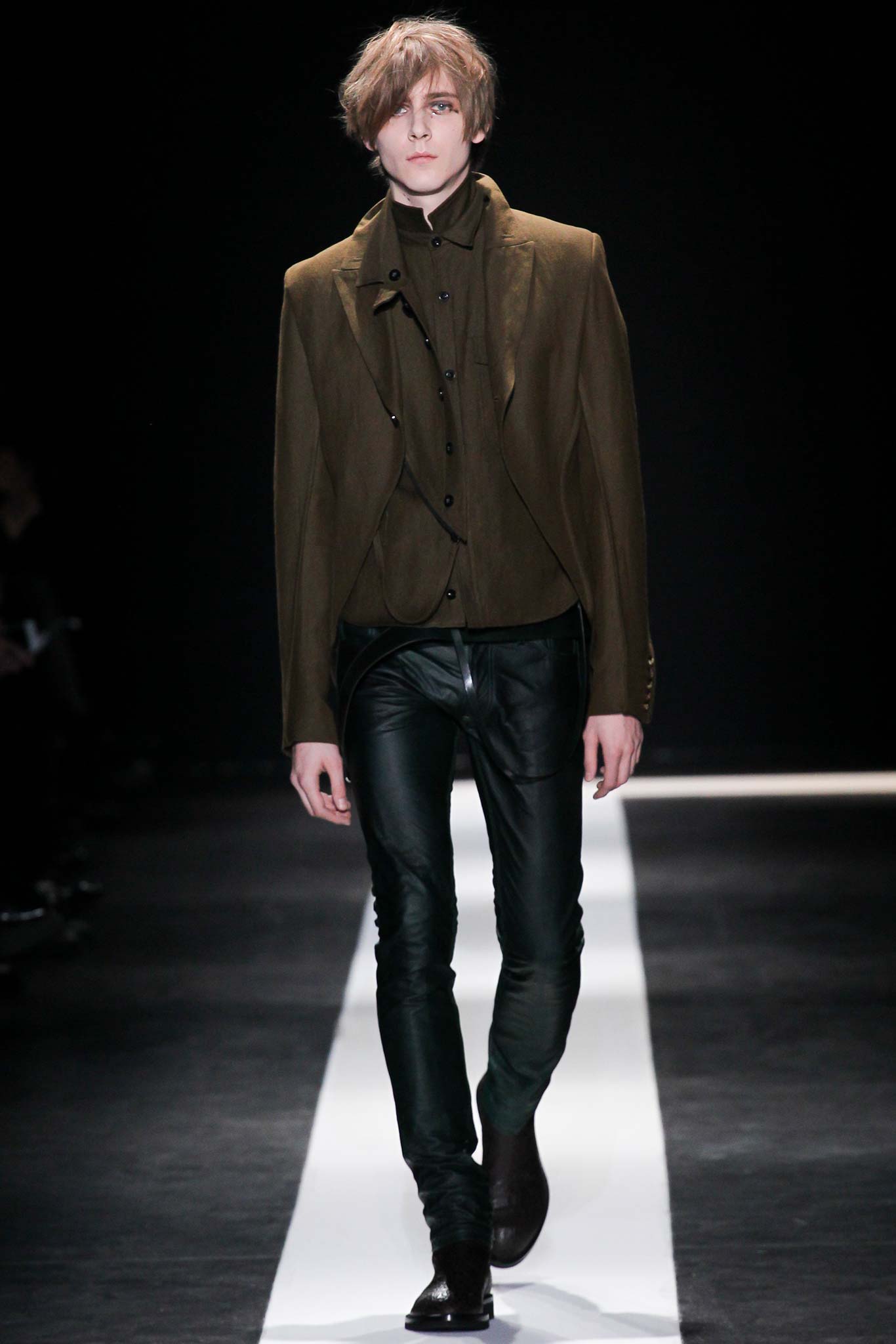 brown cotton long-sleeve collared structured buttoned jacket