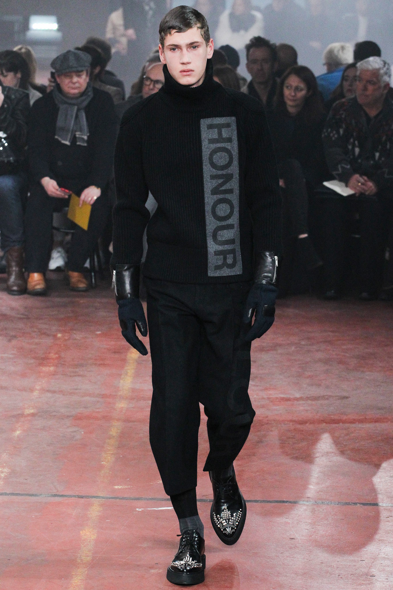 black fitted sweater with relaxed pants