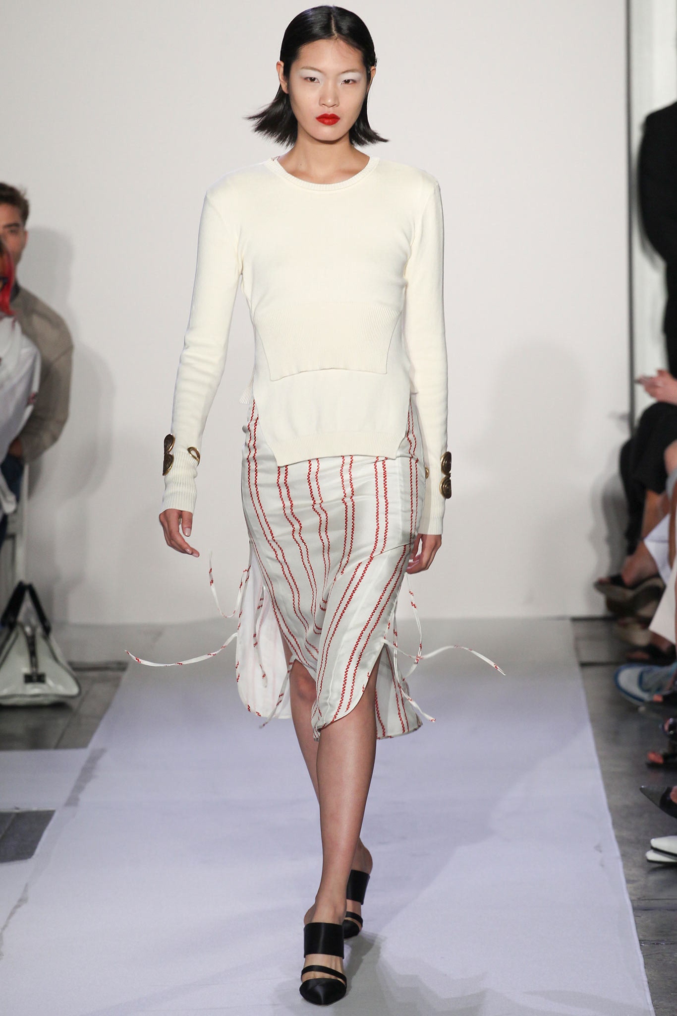 white cotton long-sleeve high-neck fitted layered top