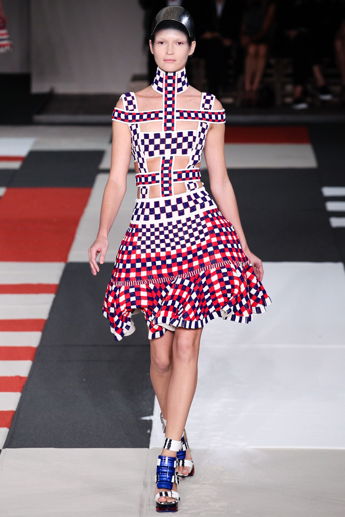 fitted color-blocked mini dress