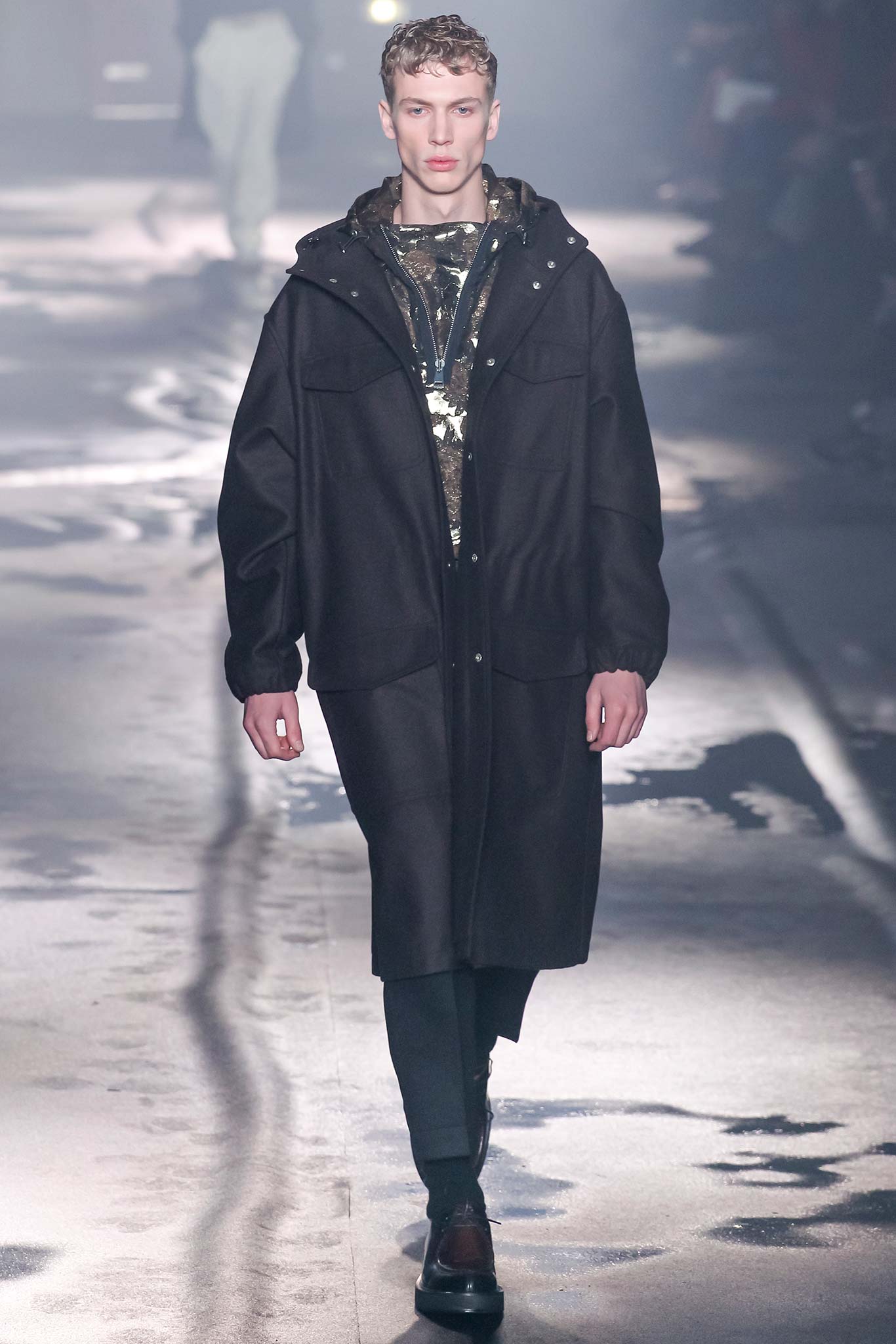 black wool coat with fitted top