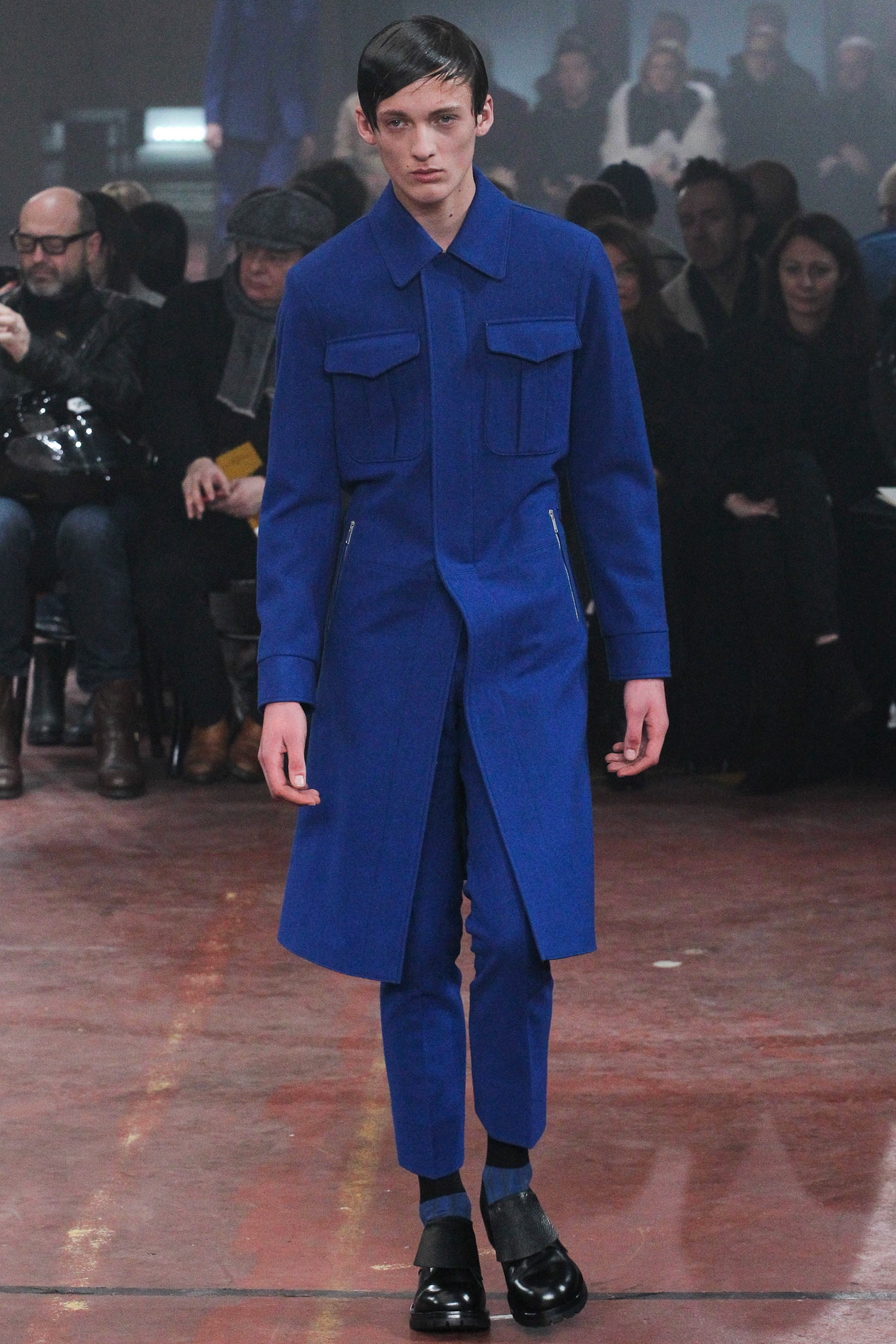 blue fitted coat and pants
