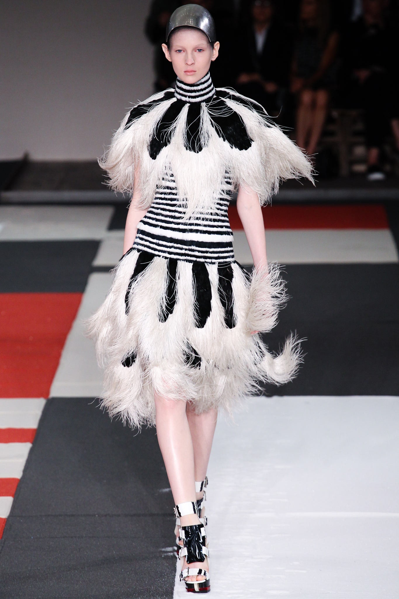 black and white fringed mini dress