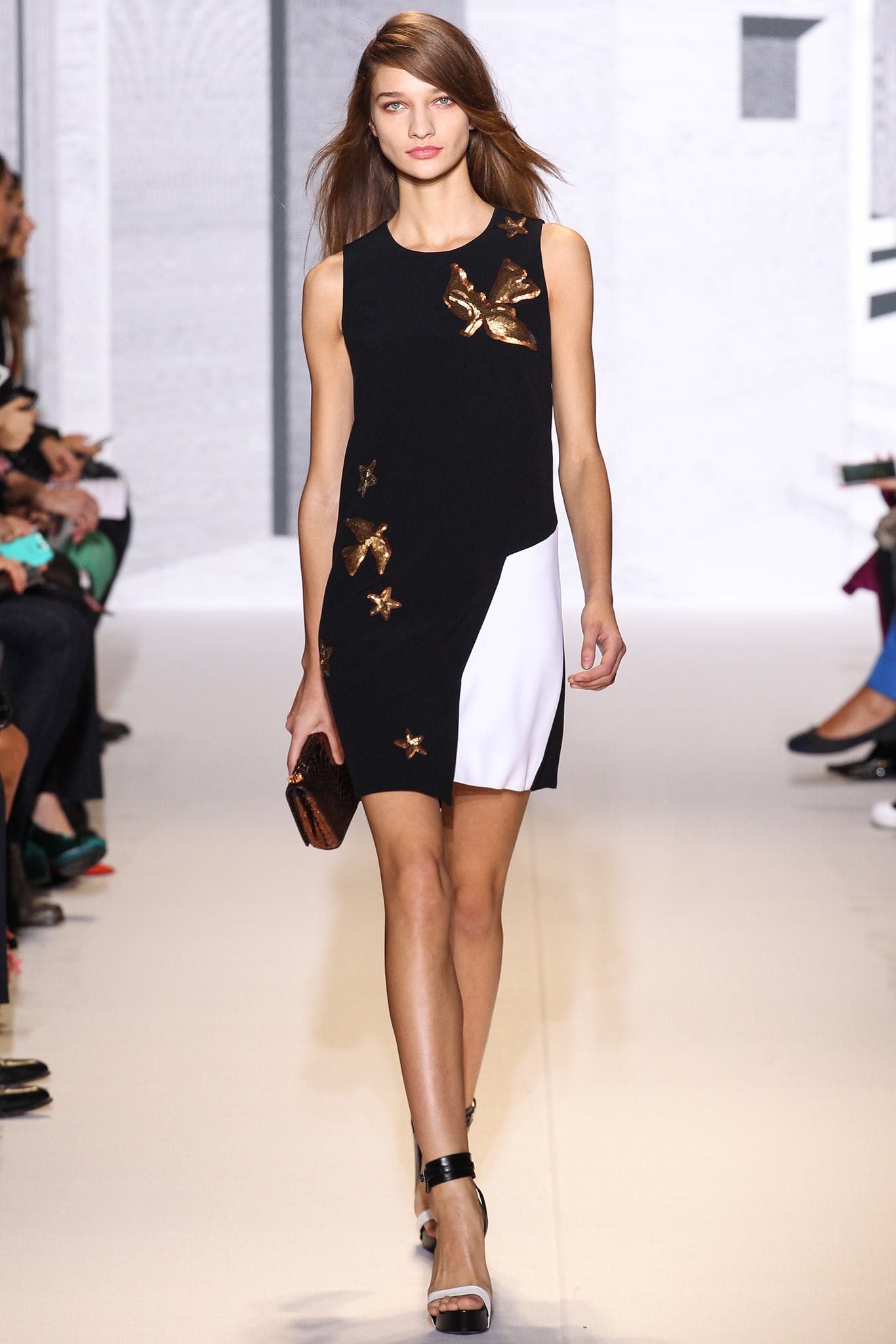 black and white embellished dress