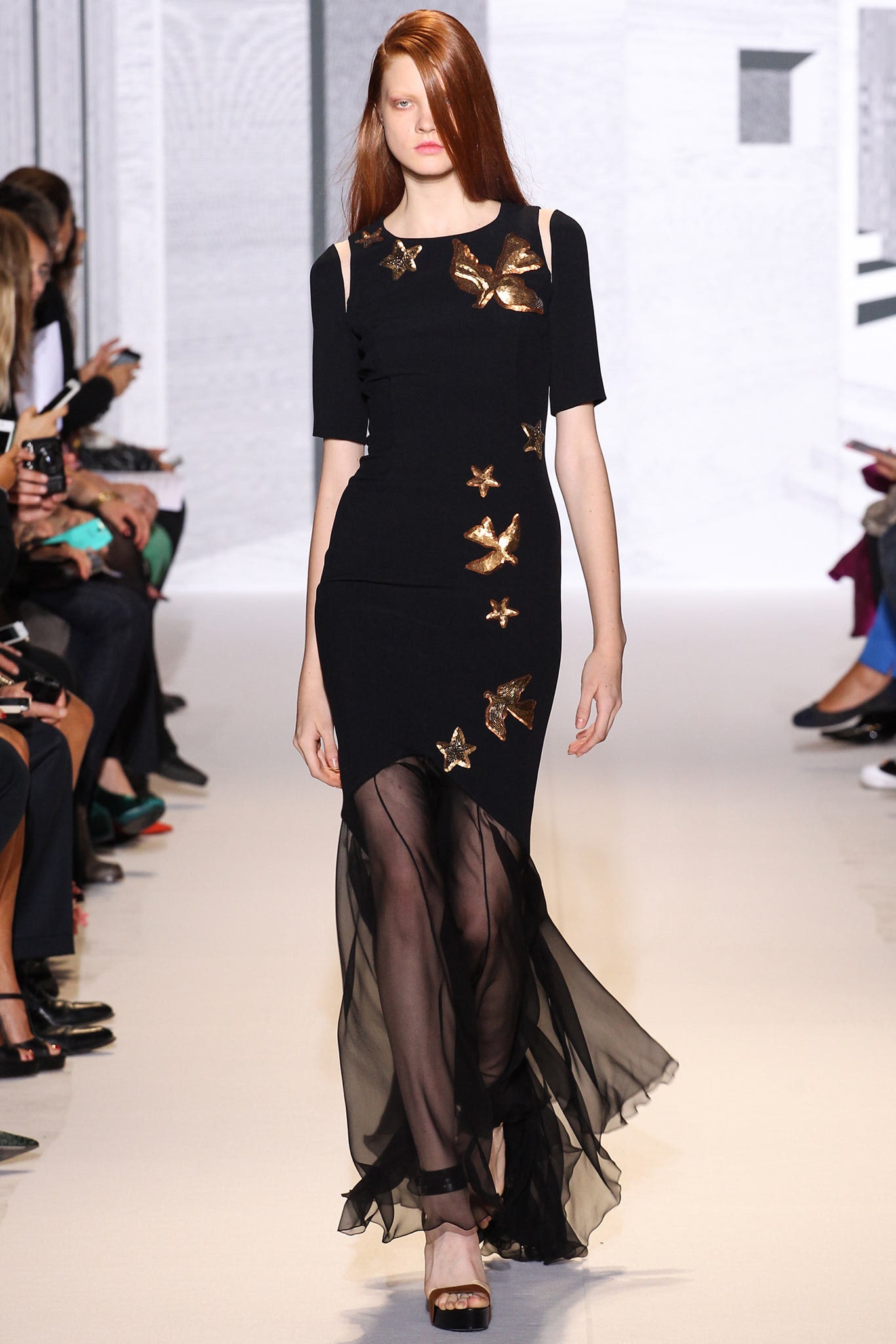 black silk embellished midi dress