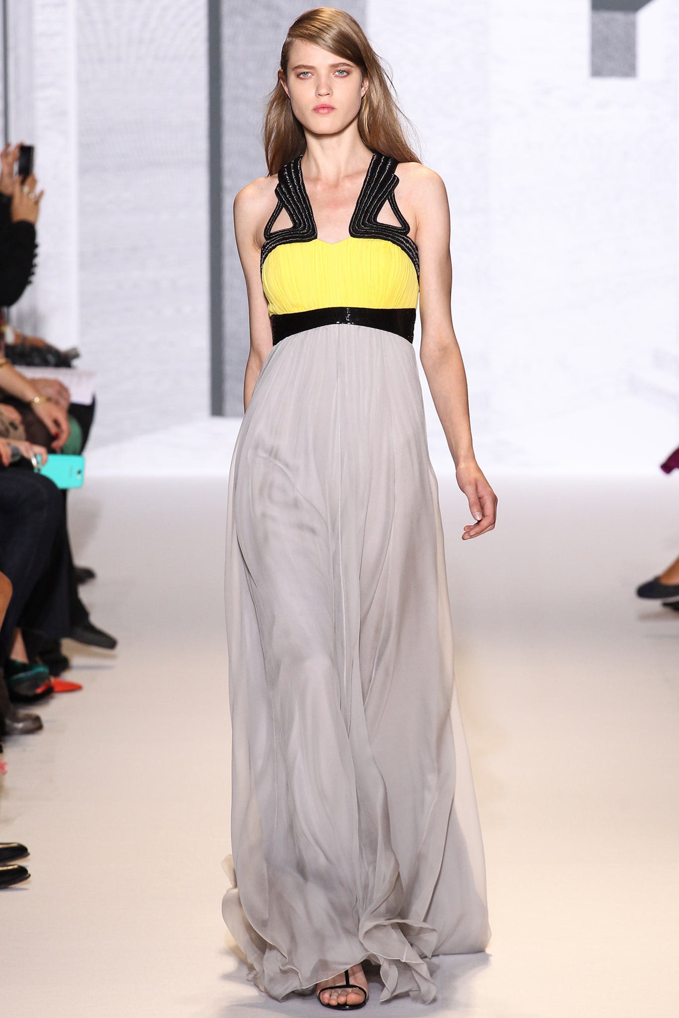 gray silk sleeveless gown