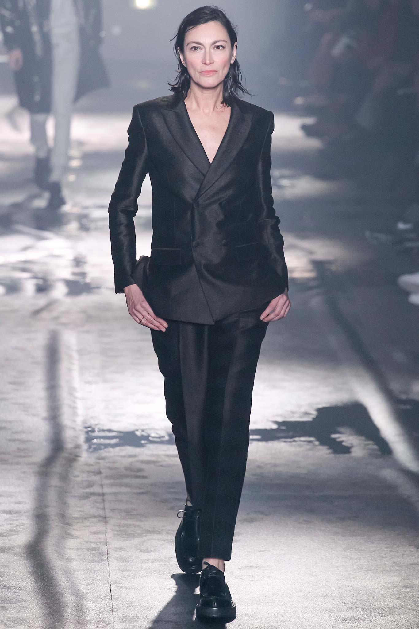 black silk tailored suit