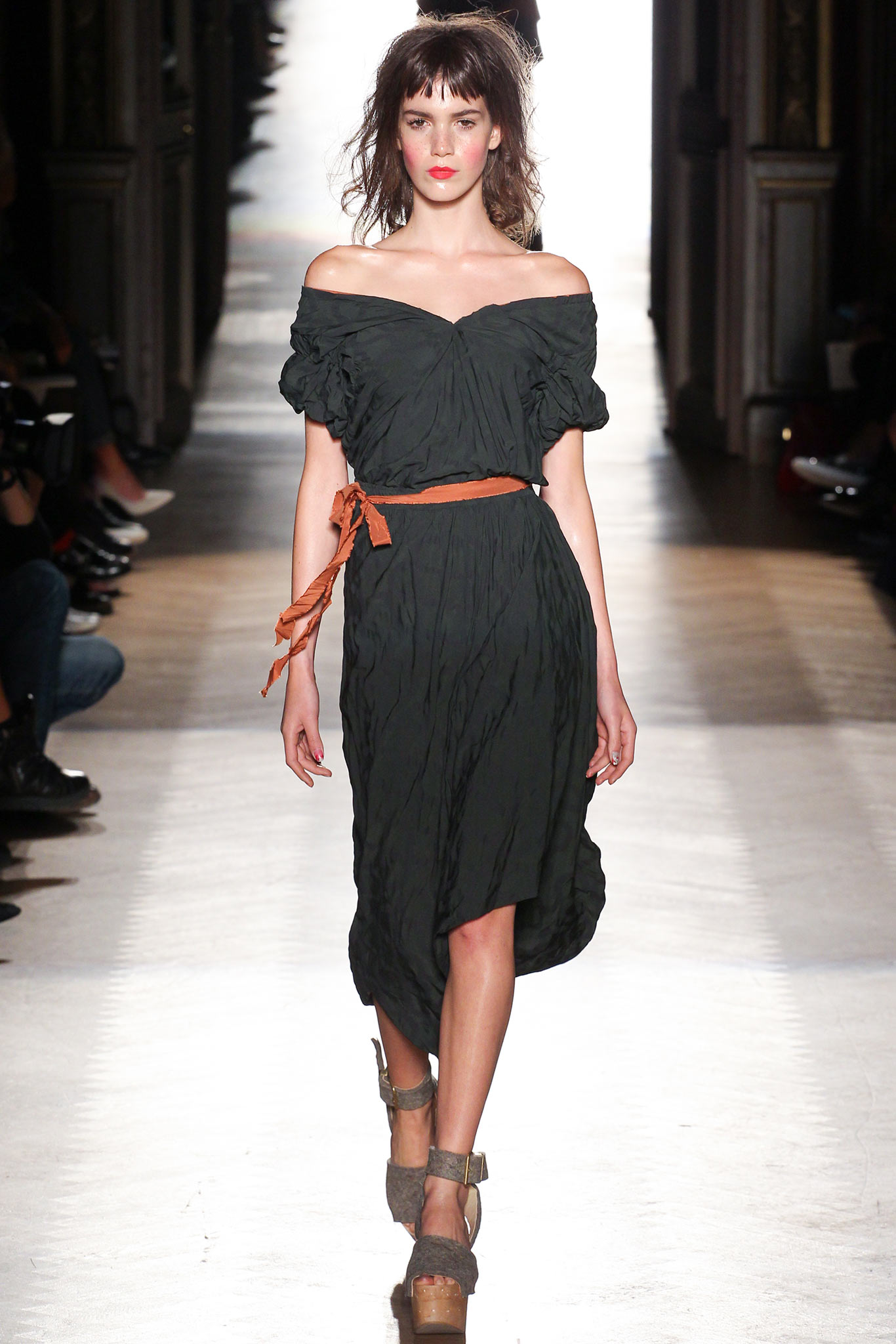 black off-shoulder midi dress