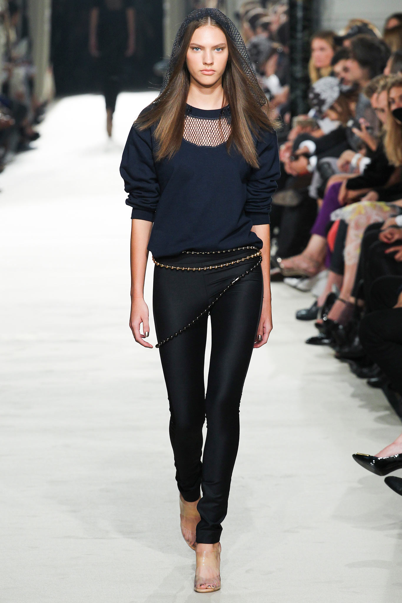navy relaxed top with black fitted pants