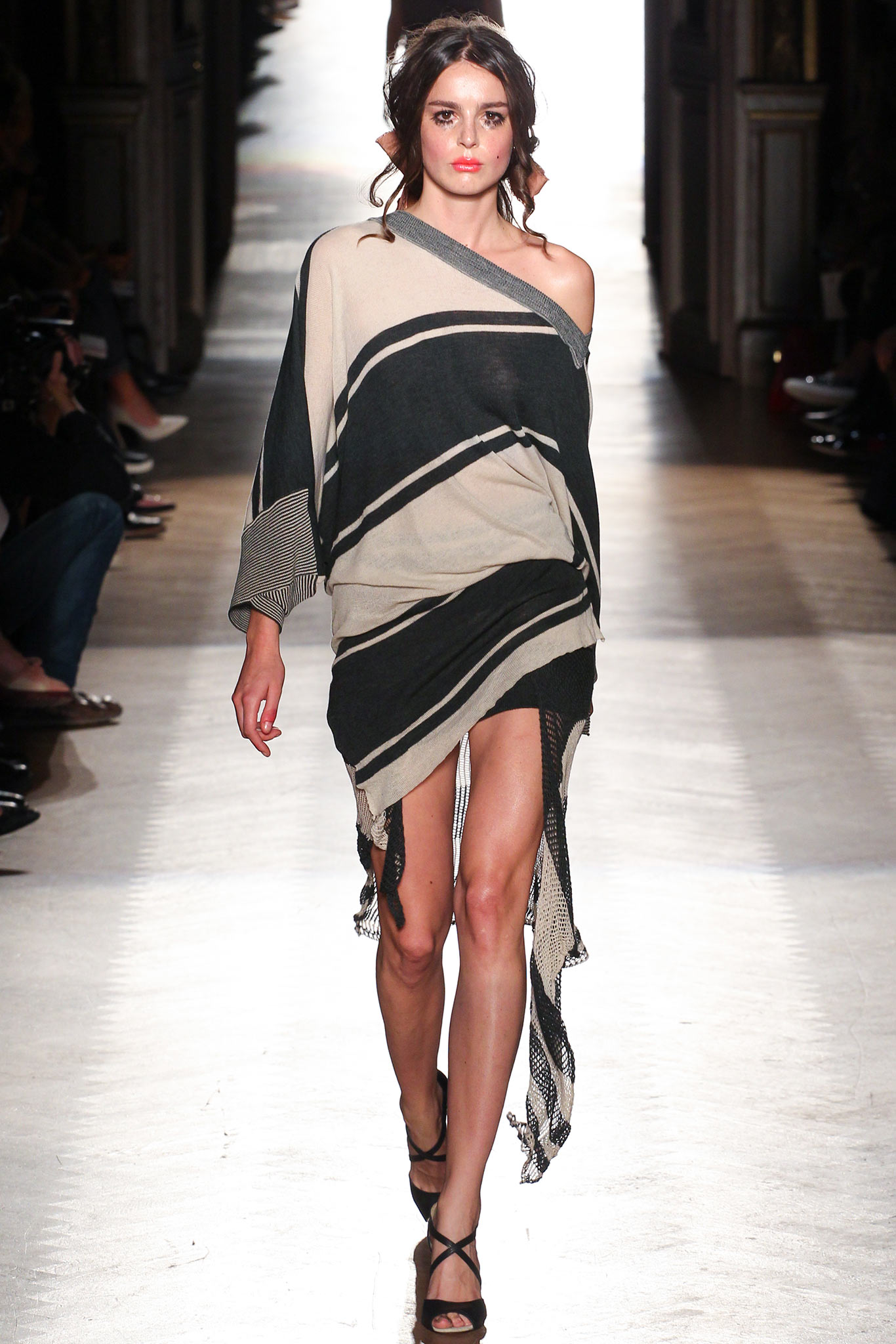 asymmetric striped mini dress