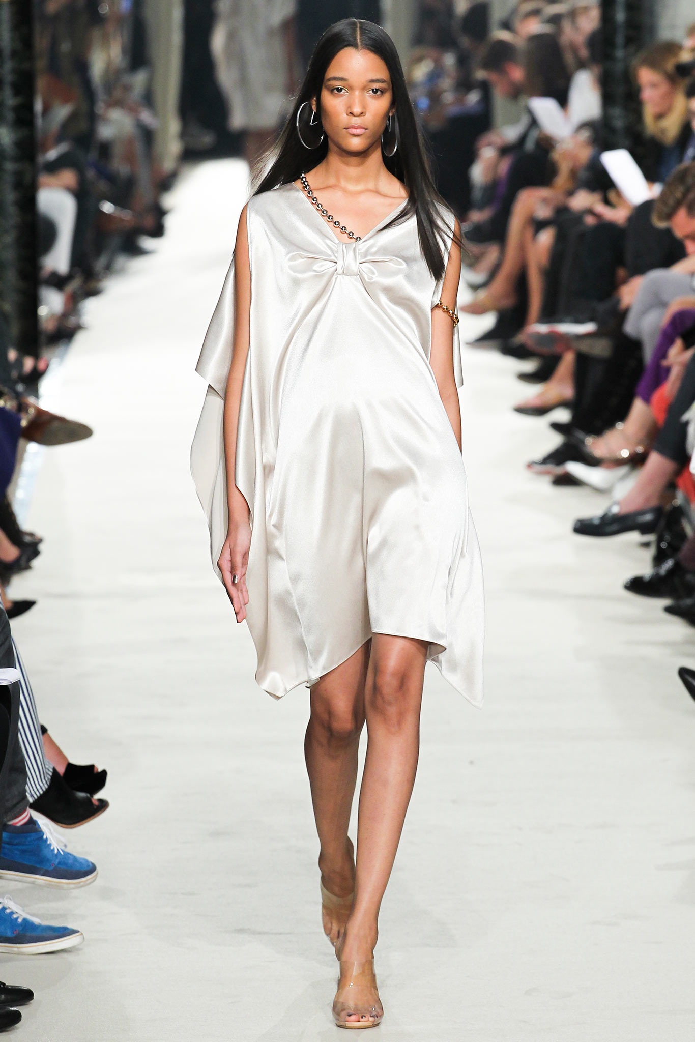 white silk relaxed dress