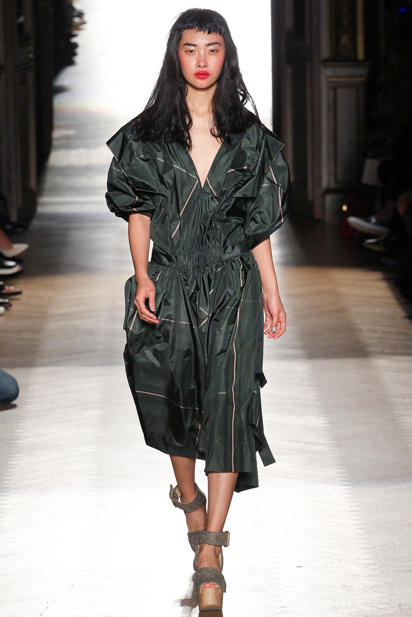 green silk relaxed dress