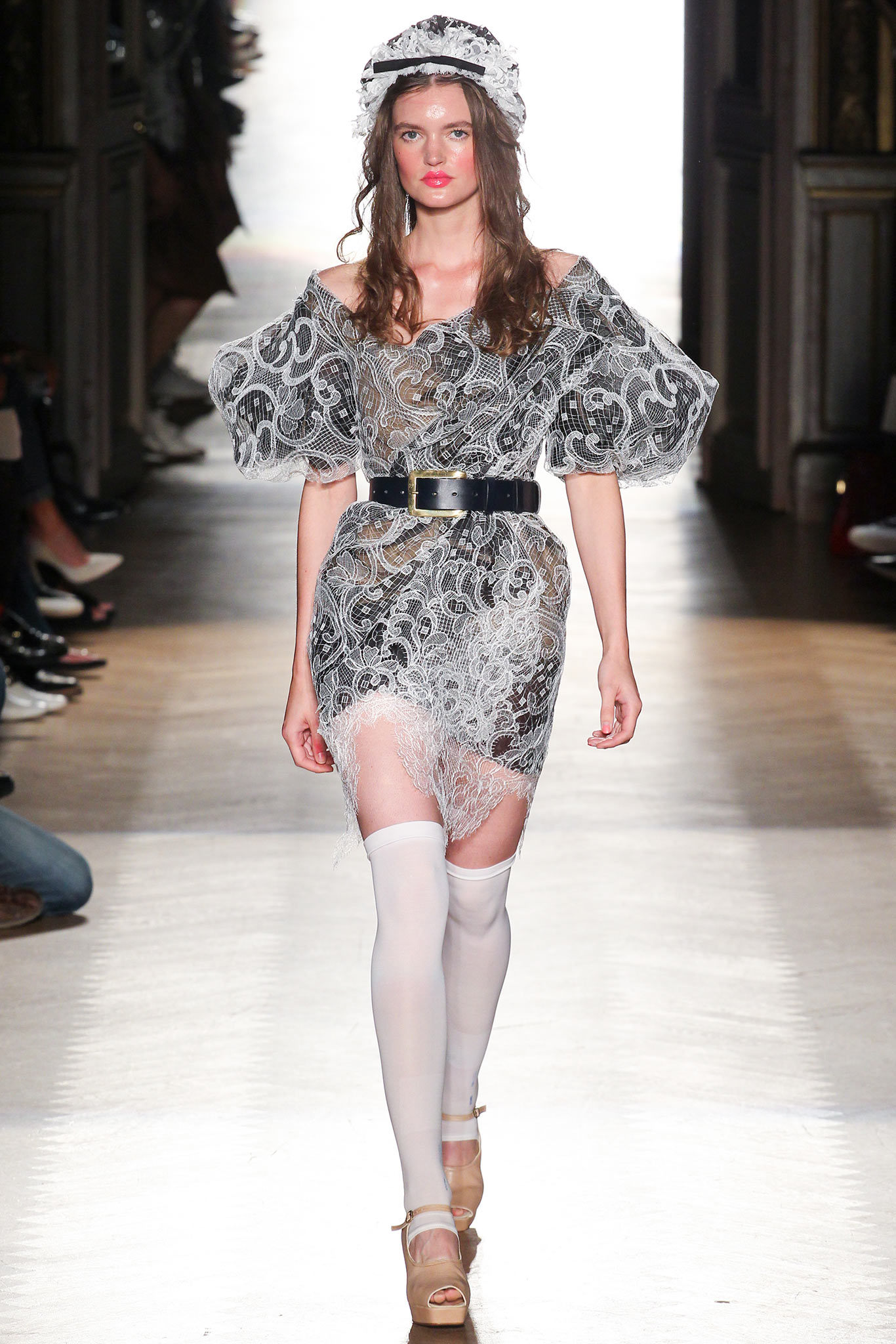 black lace off-shoulder short-sleeve fitted ruffled tiered dress