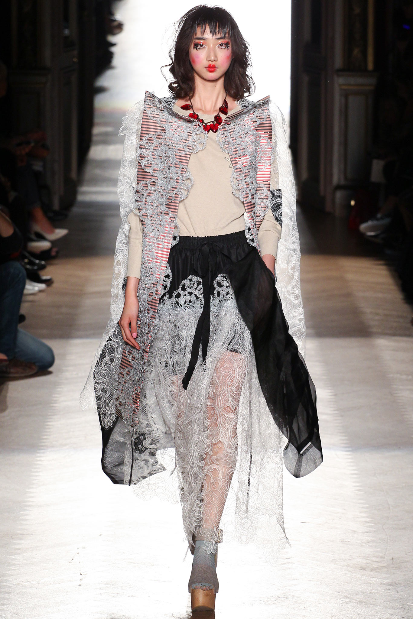 black and white layered lace dress