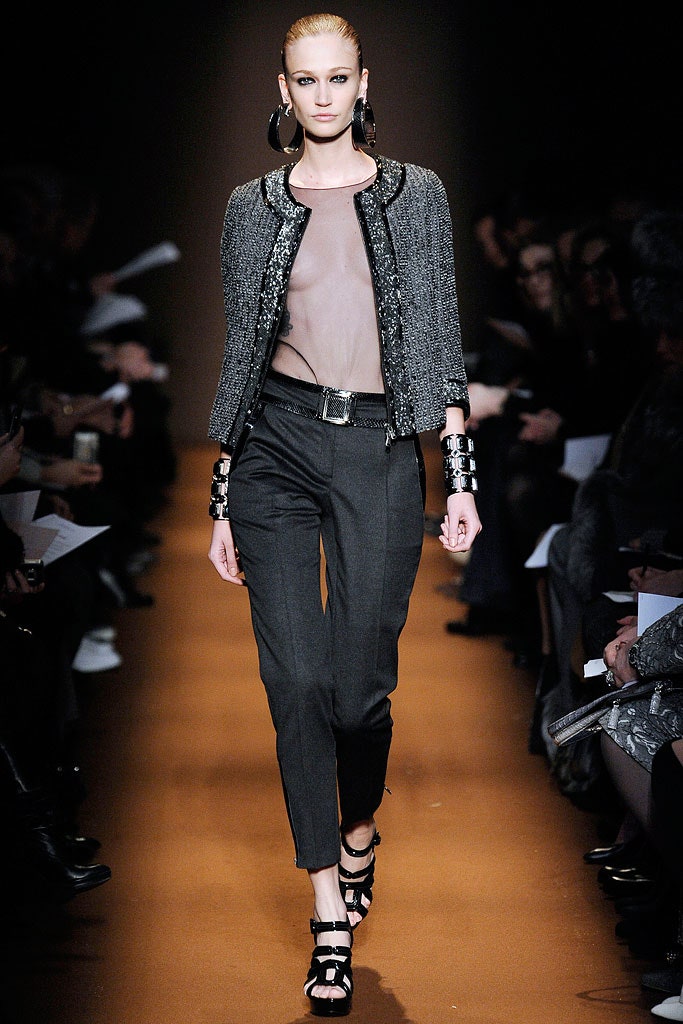 tailored gray jacket with slim pants