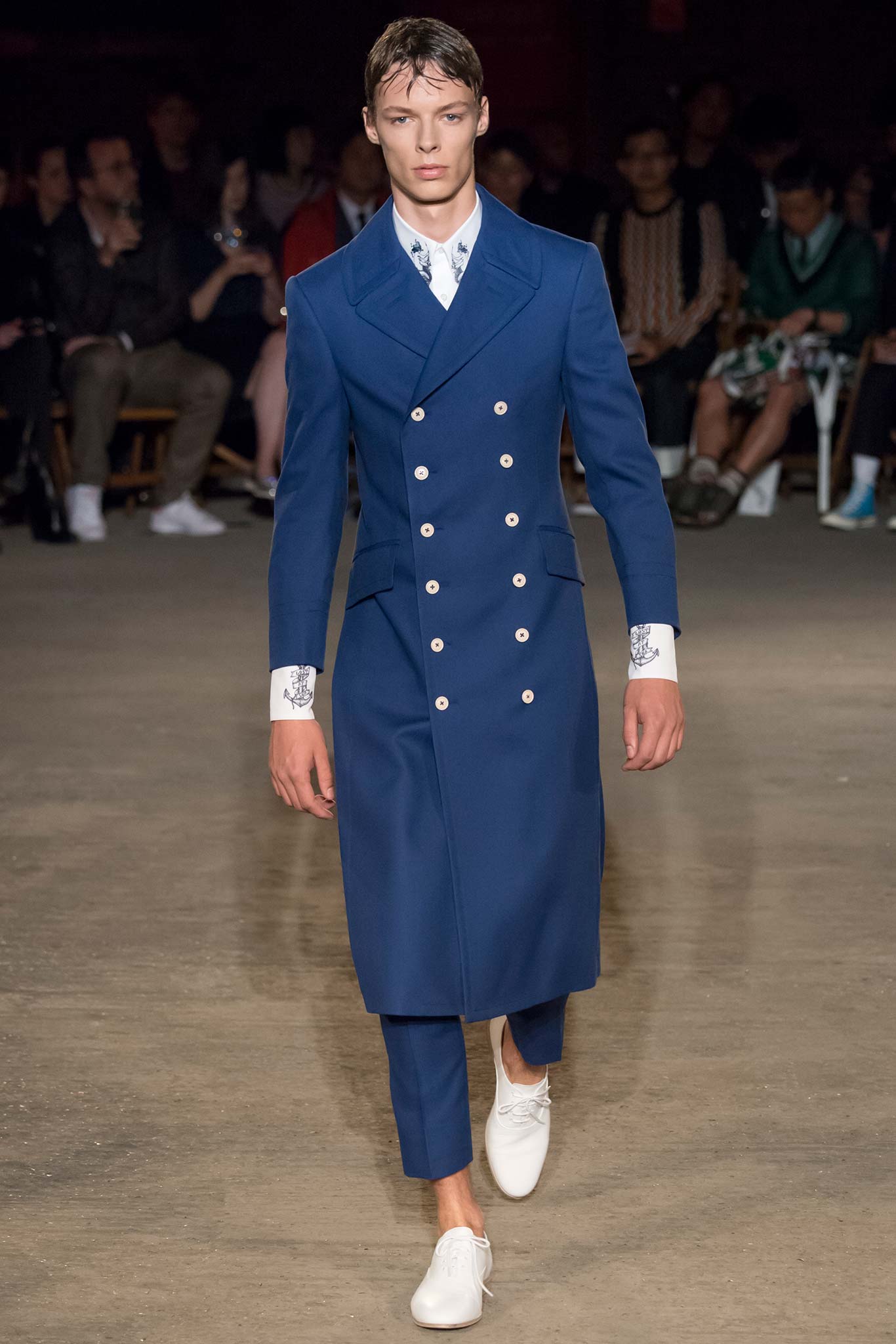blue wool long-sleeve collared tailored buttoned suit