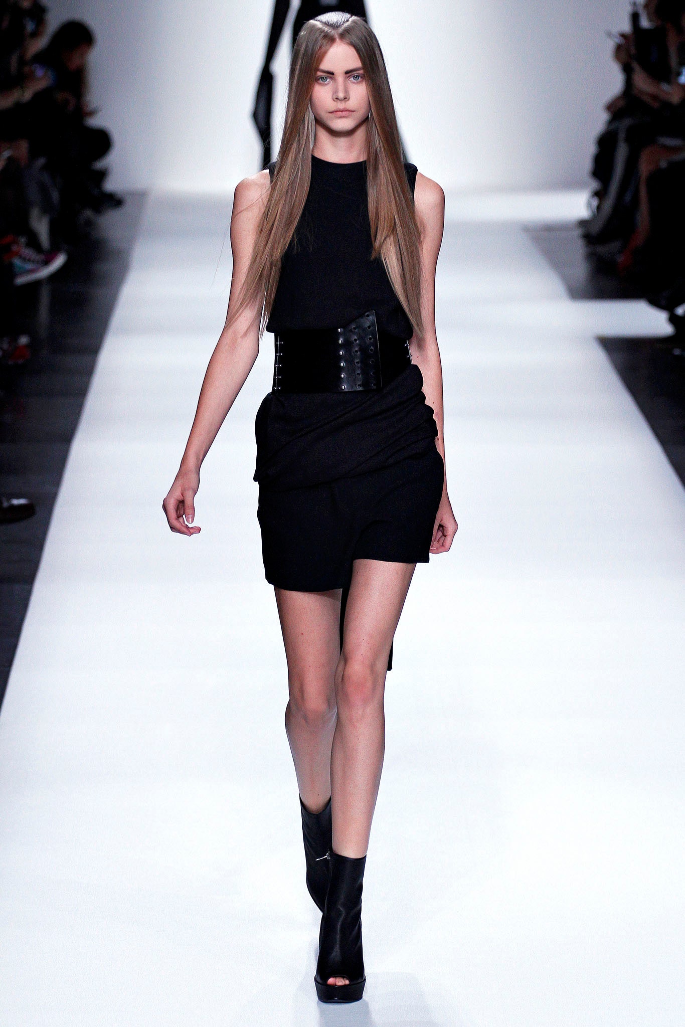 black fitted mini dress with belt