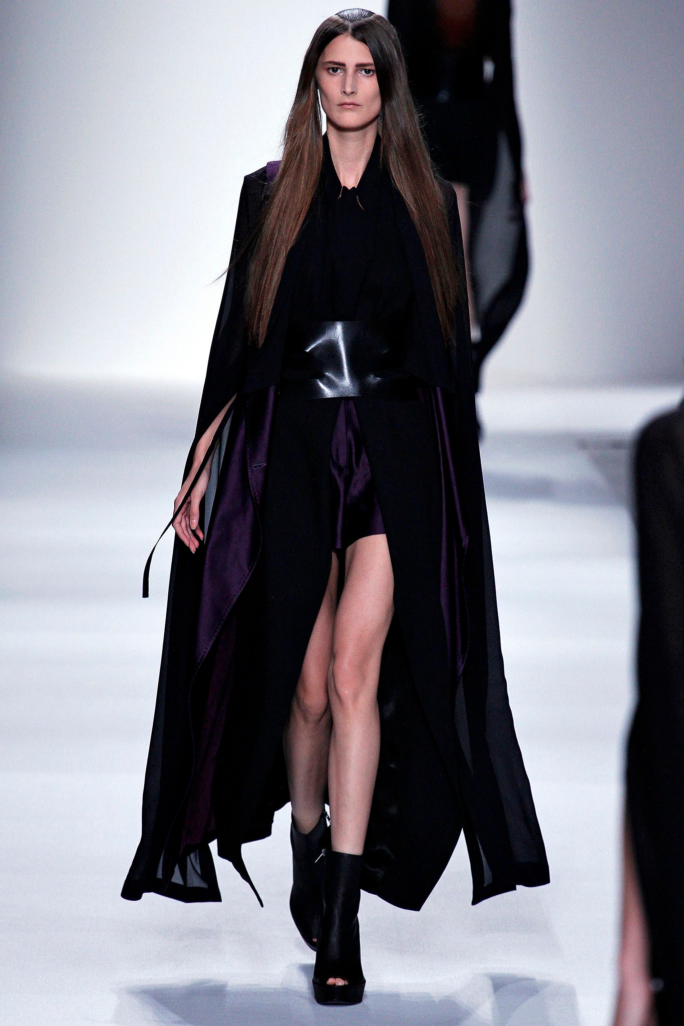 black silk asymmetric mini dress with cape